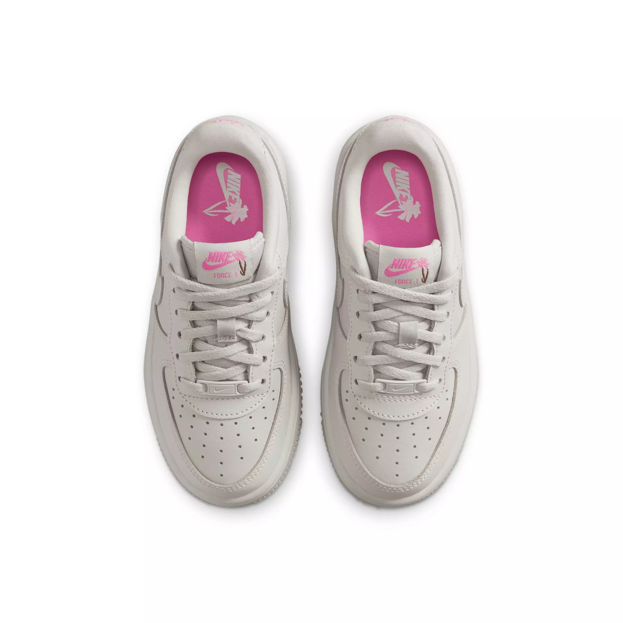Nike Force 1 Low "Light Bone/Playful Pink/Fauna Brown/Light Bone" Preschool Girls' Shoe - LT BONE/PINK/BROWN/LT BONE
