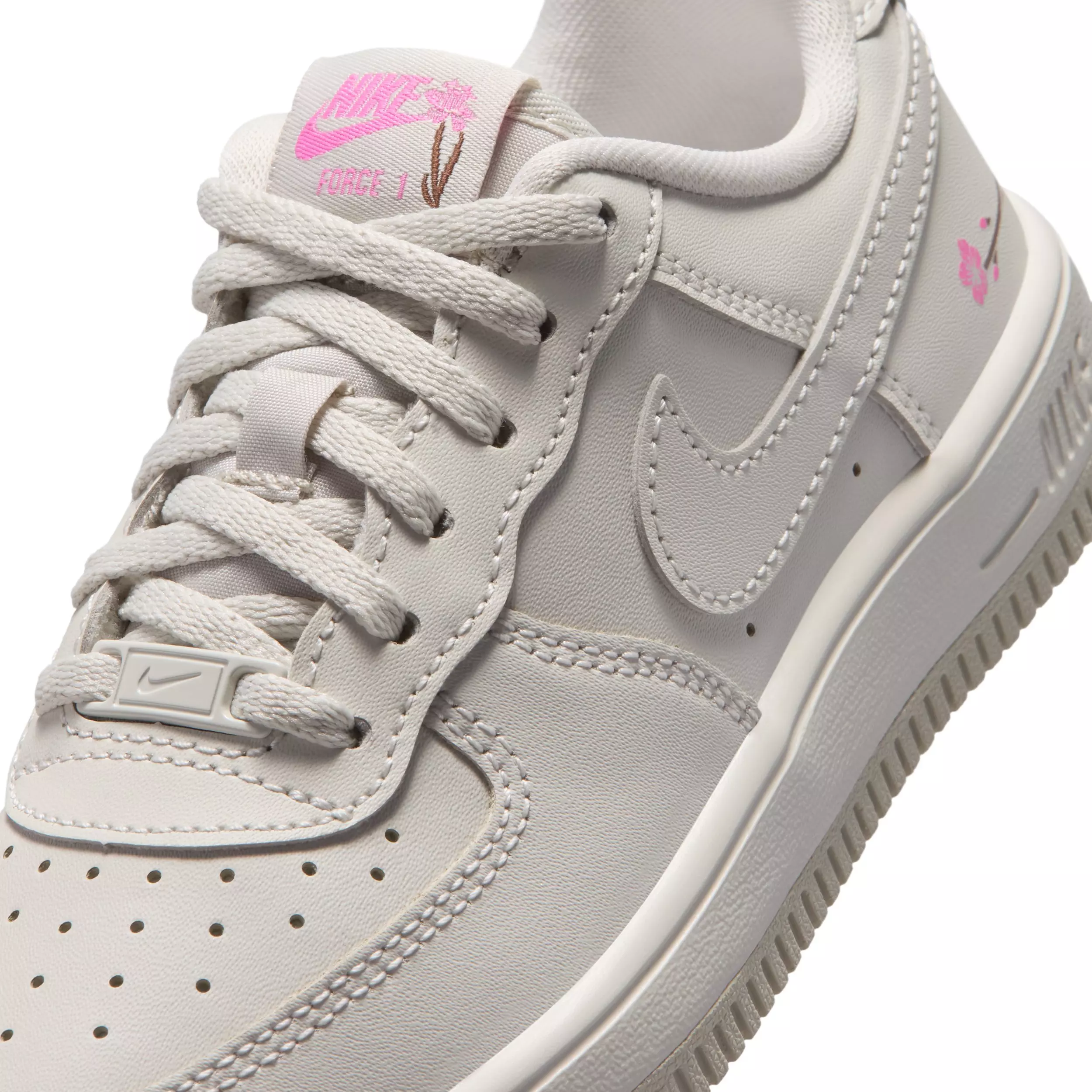 Nike Force 1 Low "Light Bone/Playful Pink/Fauna Brown/Light Bone" Preschool Girls' Shoe - LT BONE/PINK/BROWN/LT BONE