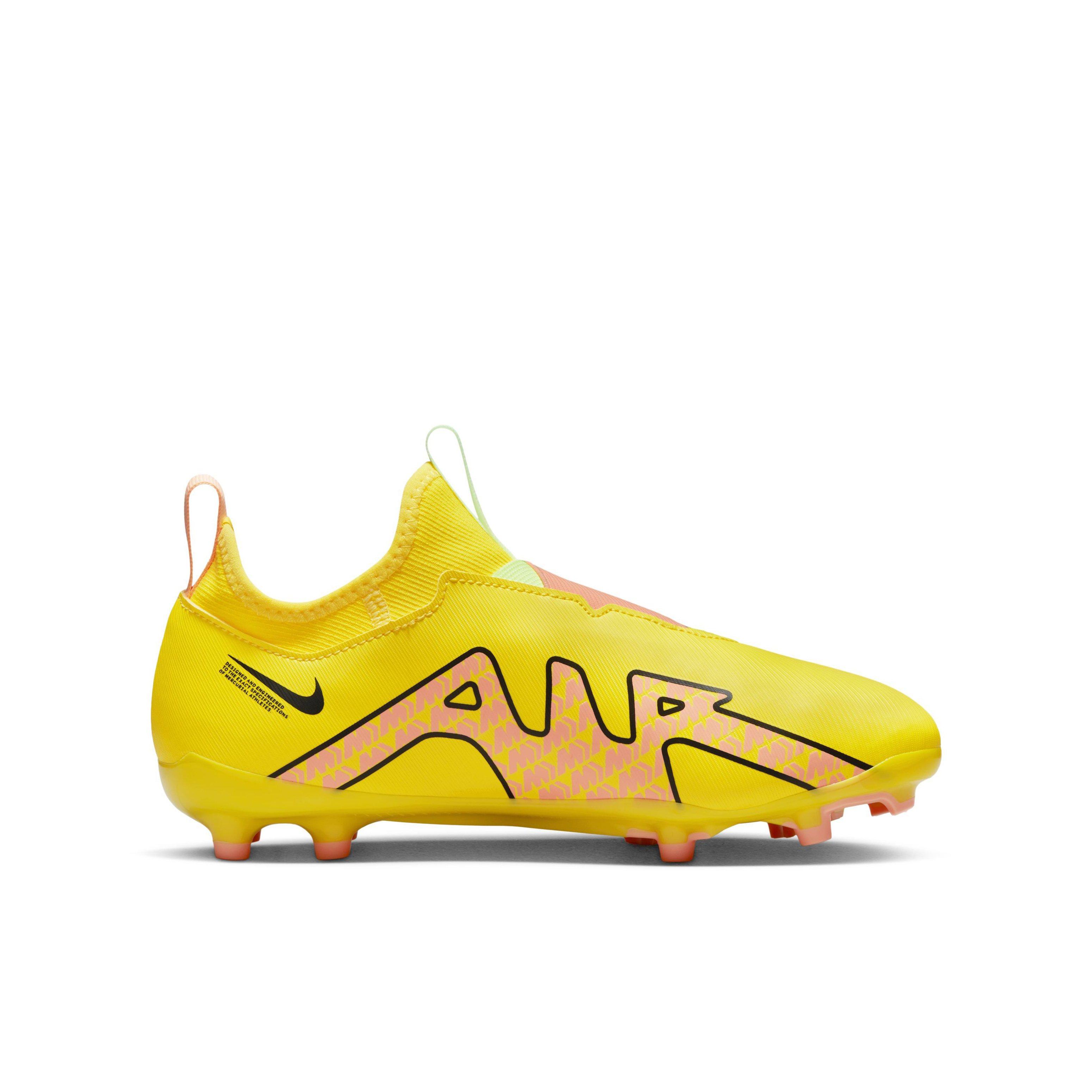 Nike Jr. Zoom Mercurial Vapor 15 Academy MG "Yellow Strike/Sunset Glow/Volt Ice" Grade School Kids' Soccer Cleat