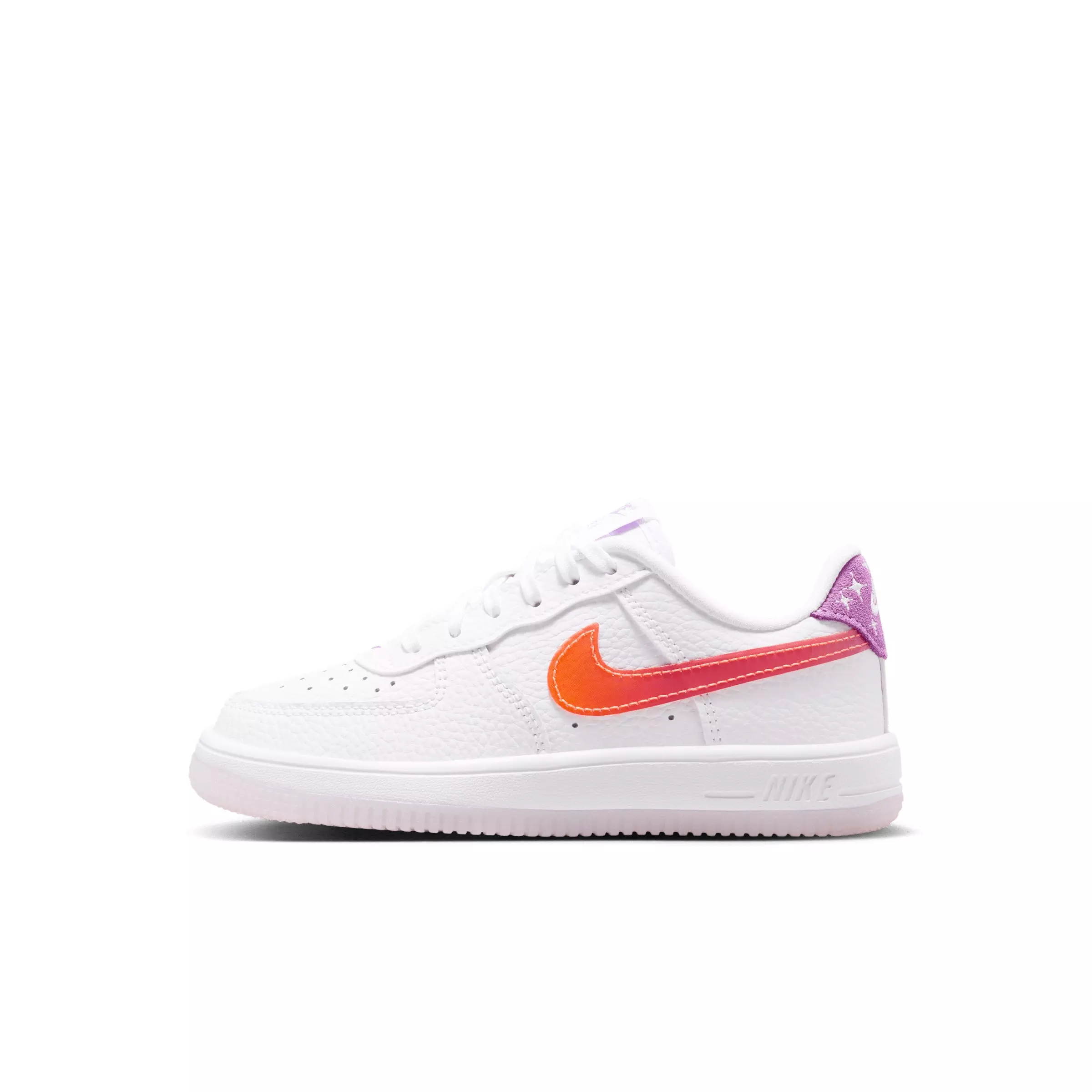 Nike Force 1 Low "White/Turf Orange/Bright Violet" Preschool Girls' Shoe - WHITE/ORANGE/VIOLET