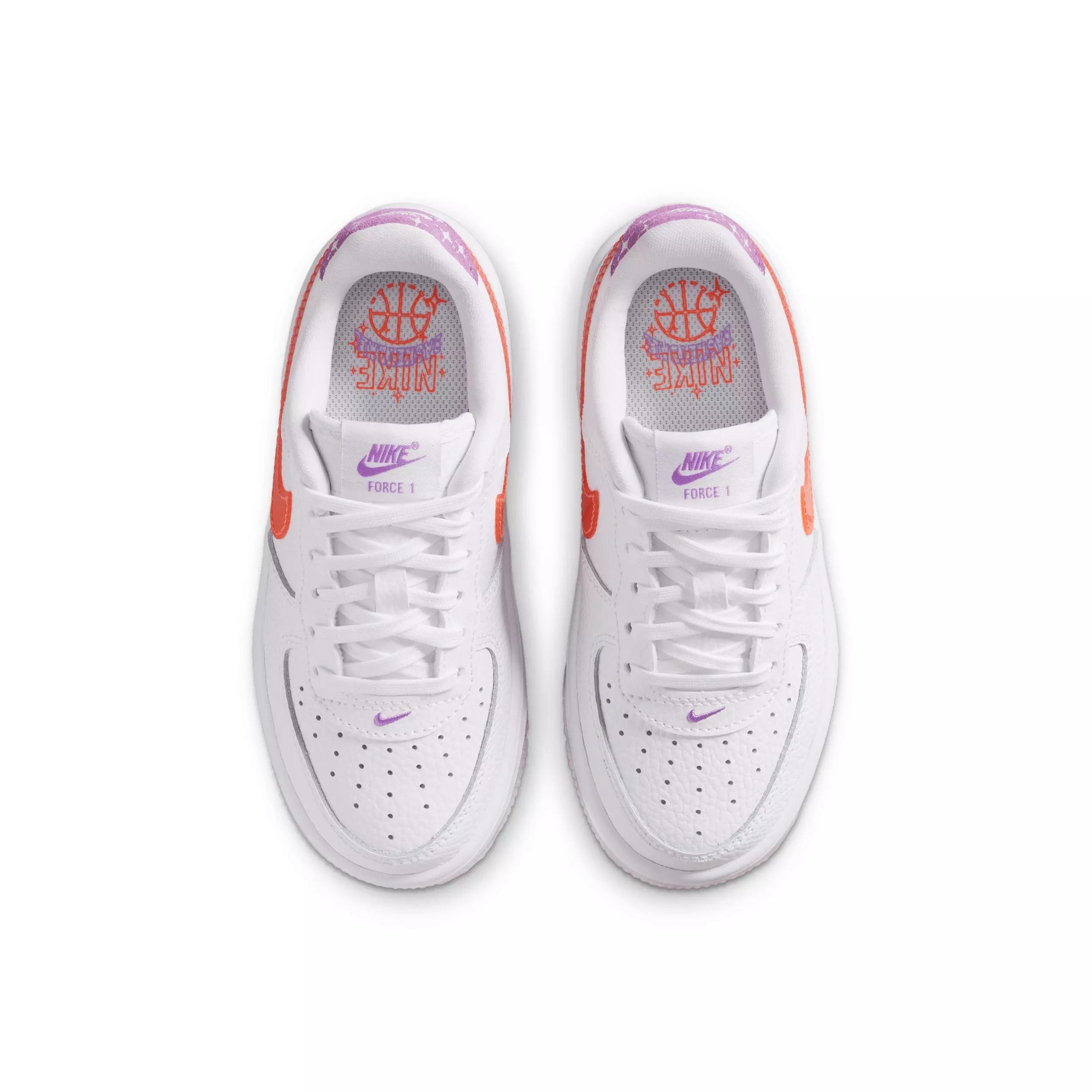 Nike Force 1 Low "White/Turf Orange/Bright Violet" Preschool Girls' Shoe - WHITE/ORANGE/VIOLET