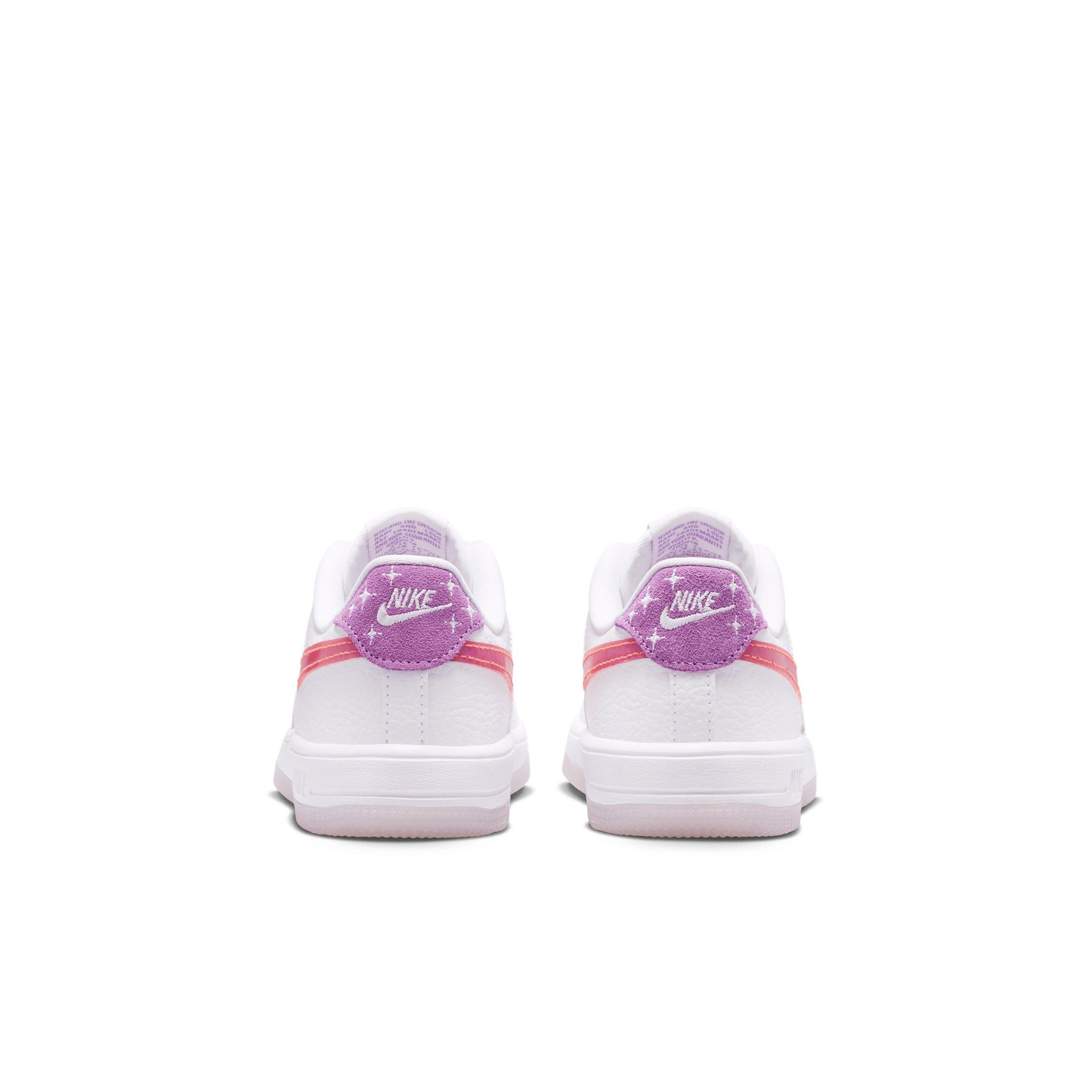 Nike Force 1 Low "White/Turf Orange/Bright Violet" Preschool Girls' Shoe - WHITE/ORANGE/VIOLET Thumbnail View 5