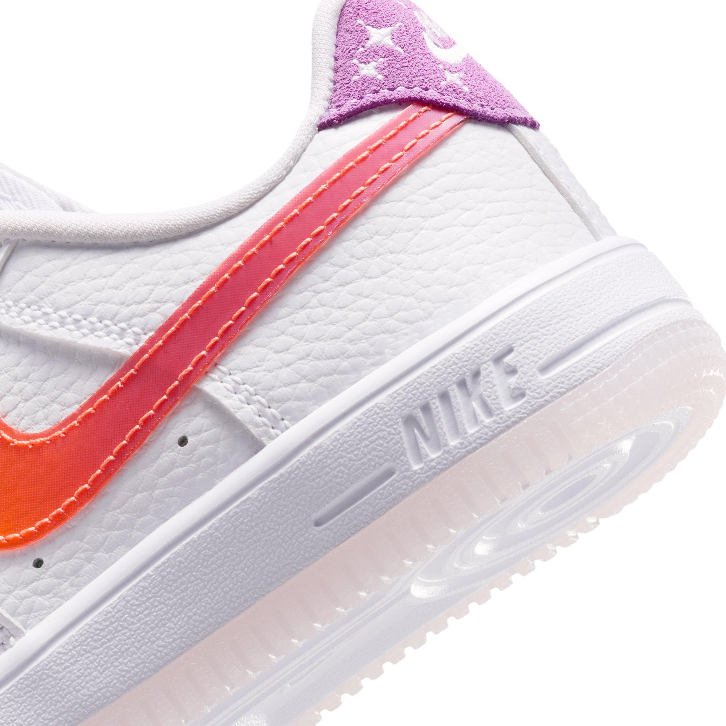 Nike Force 1 Low "White/Turf Orange/Bright Violet" Preschool Girls' Shoe - WHITE/ORANGE/VIOLET Thumbnail View 8