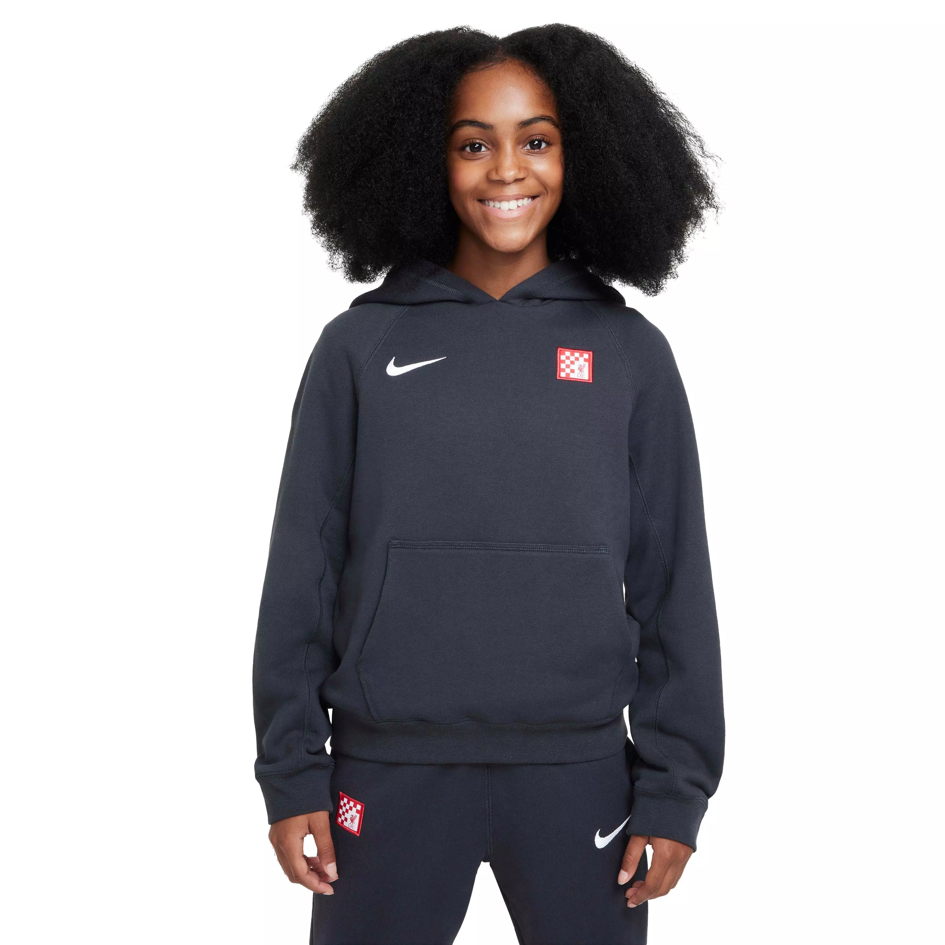 Nike Big Kids' Liverpool FC Third Soccer Pullover Hoodie -Dk Smoke Grey - DK SMOKE GREY