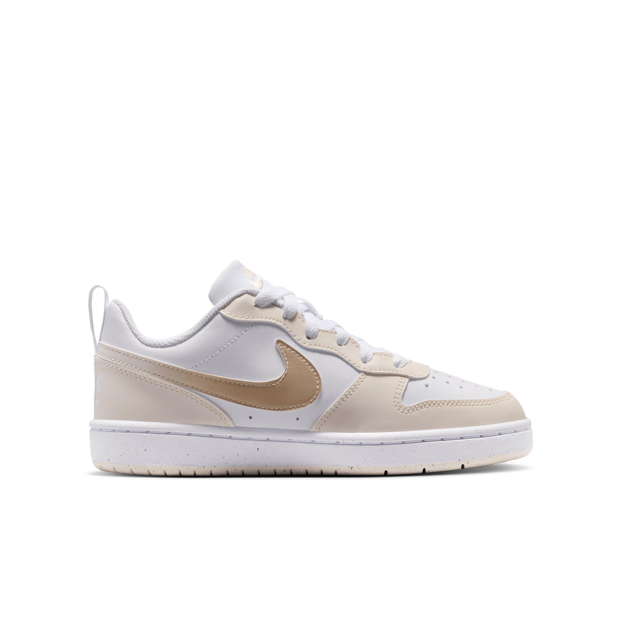 Nike Court Borough Low "White/Chalk/White/Shimmer" Grade School Girls' Shoe - WHITE/CHALK/WHITE/SHIMMER Thumbnail View 1