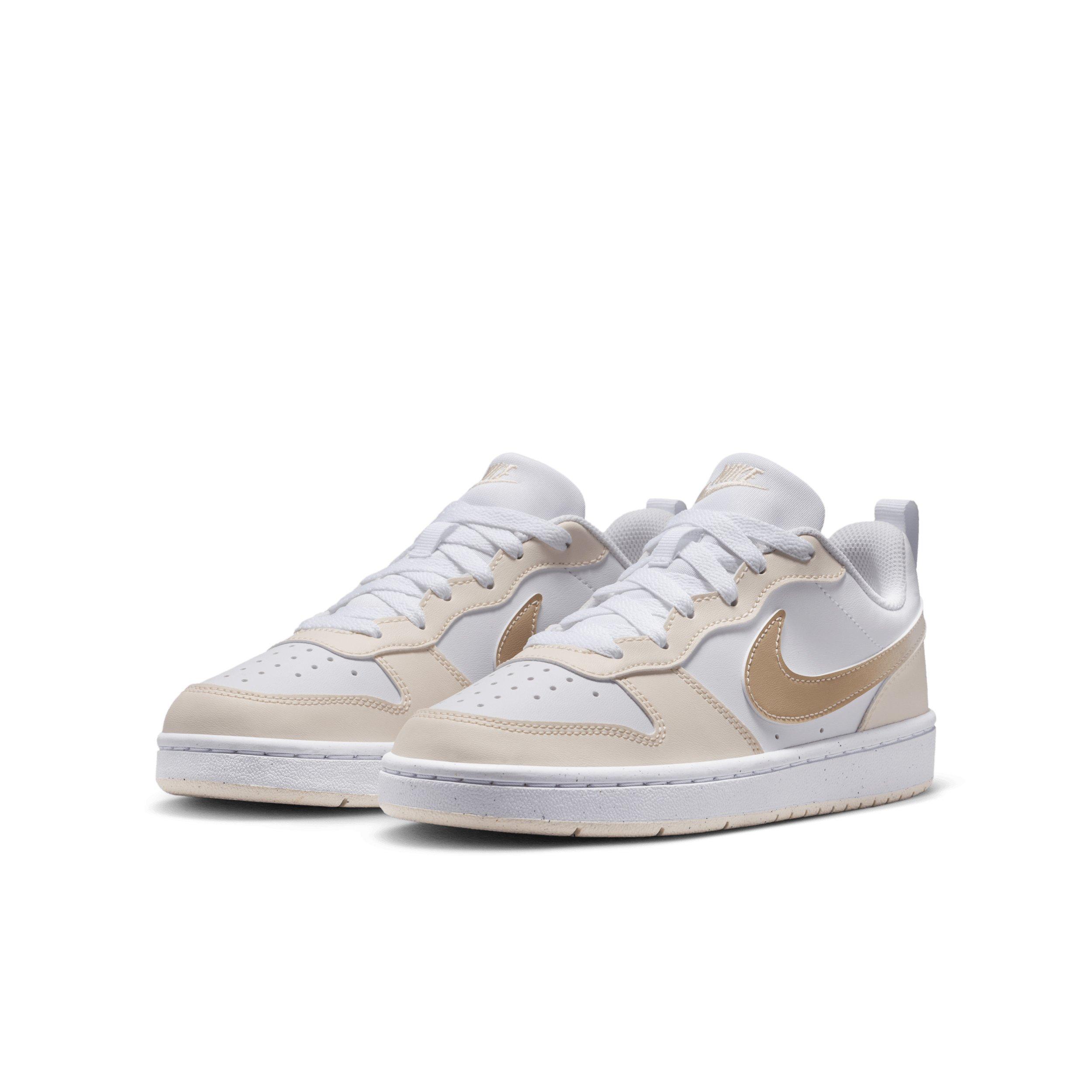 Nike Court Borough Low "White/Chalk/White/Shimmer" Grade School Girls' Shoe - WHITE/CHALK/WHITE/SHIMMER Thumbnail View 3