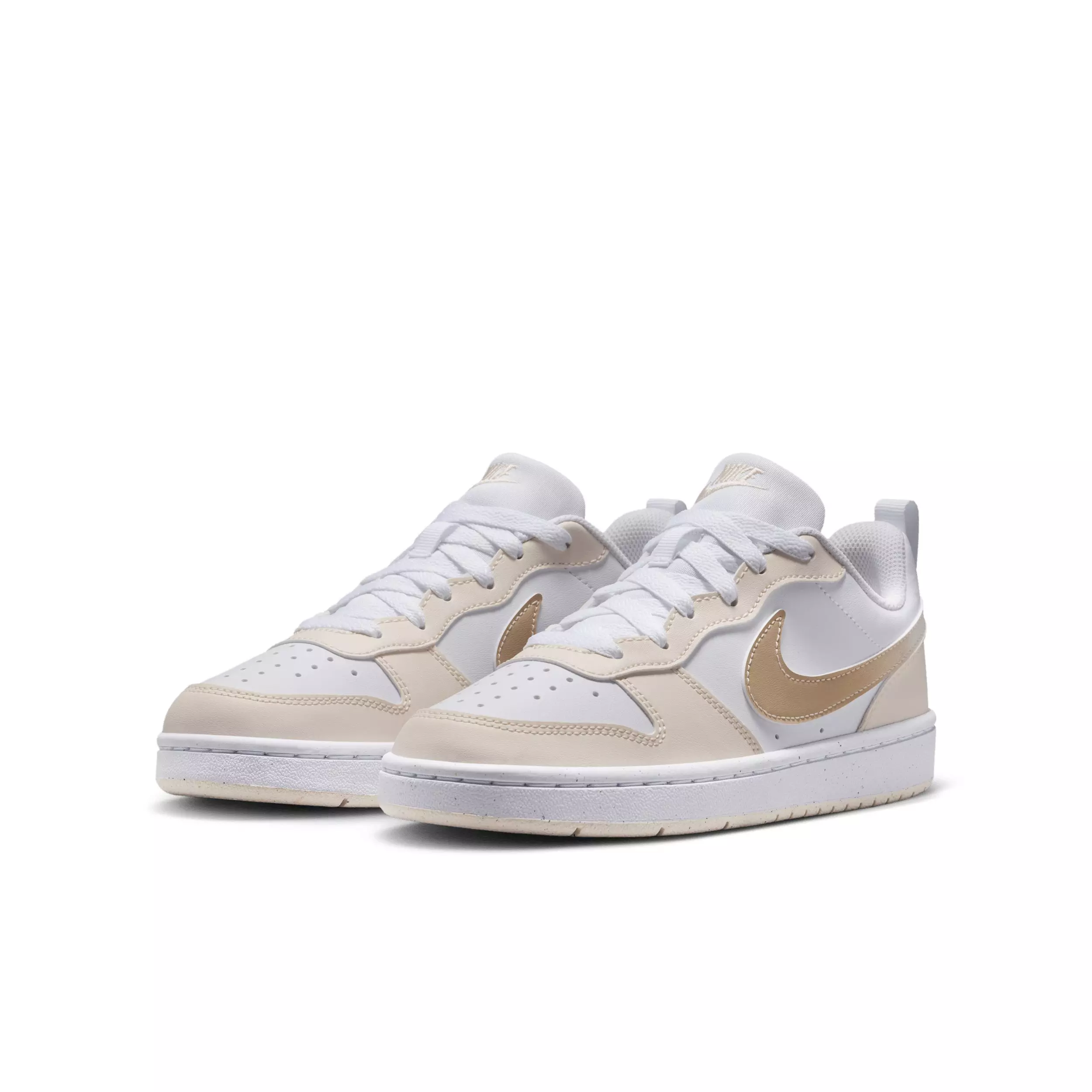 Nike Court Borough Low "White/Chalk/White/Shimmer" Grade School Girls' Shoe - WHITE/CHALK/WHITE/SHIMMER