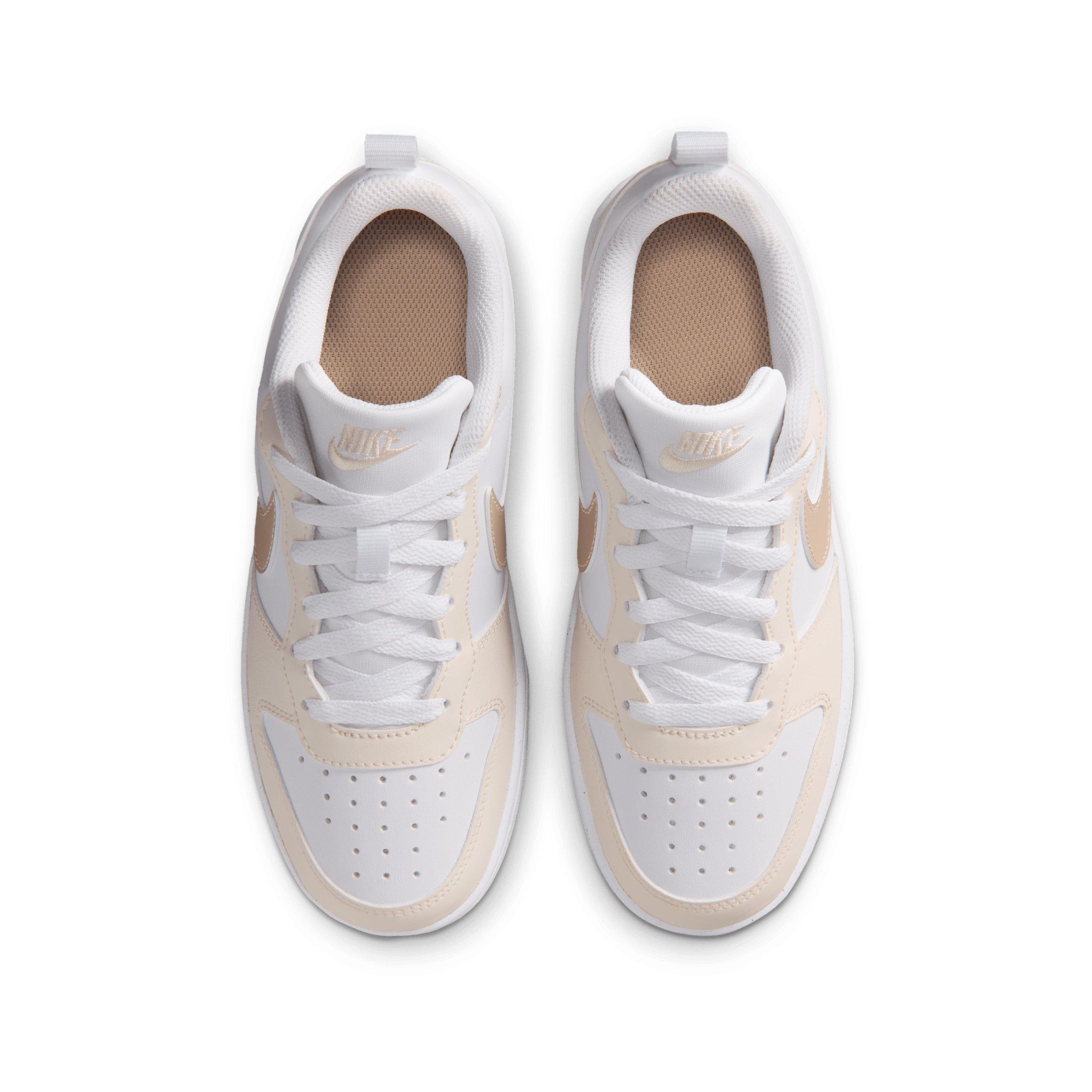 Nike Court Borough Low "White/Chalk/White/Shimmer" Grade School Girls' Shoe - WHITE/CHALK/WHITE/SHIMMER Thumbnail View 4