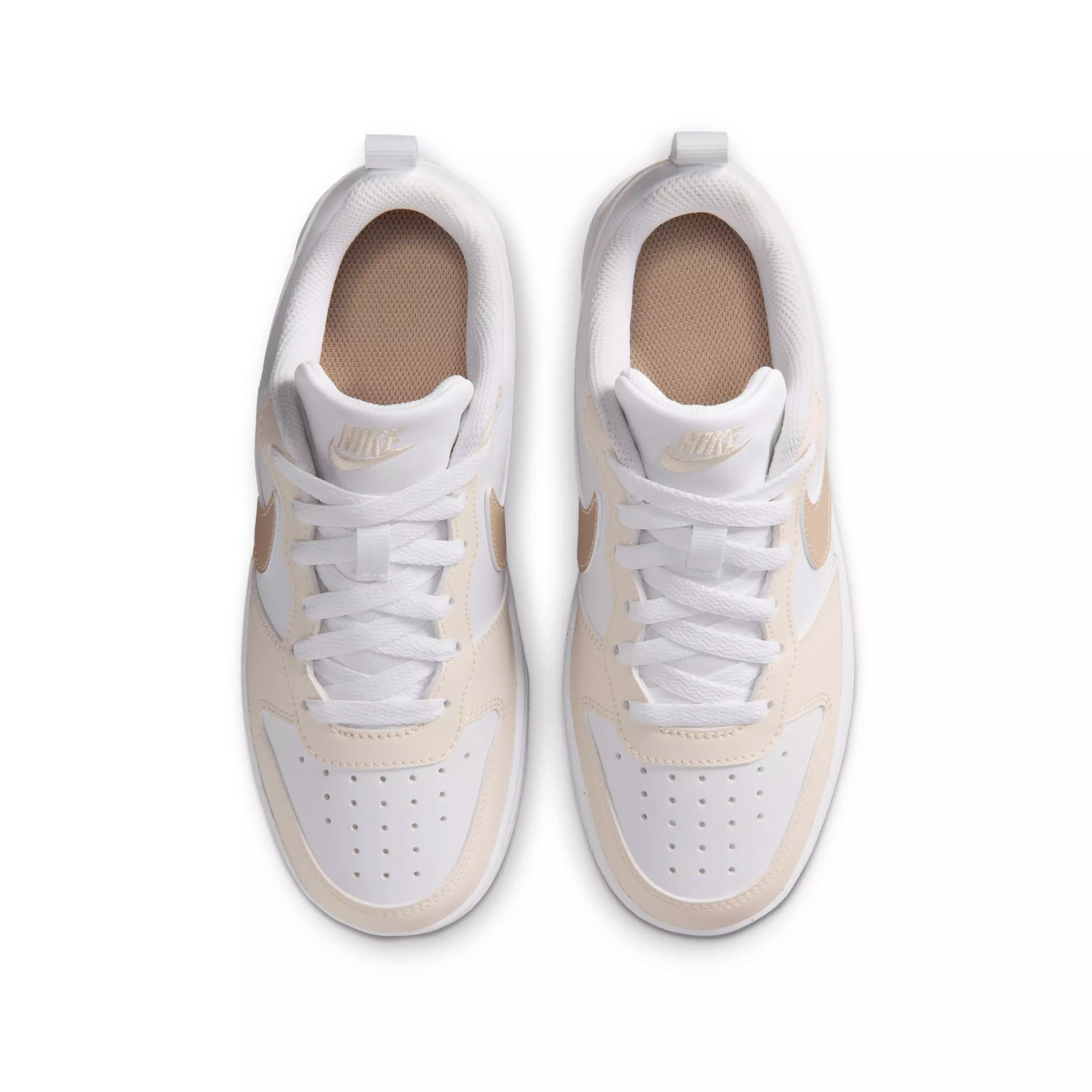 Nike Court Borough Low "White/Chalk/White/Shimmer" Grade School Girls' Shoe - WHITE/CHALK/WHITE/SHIMMER