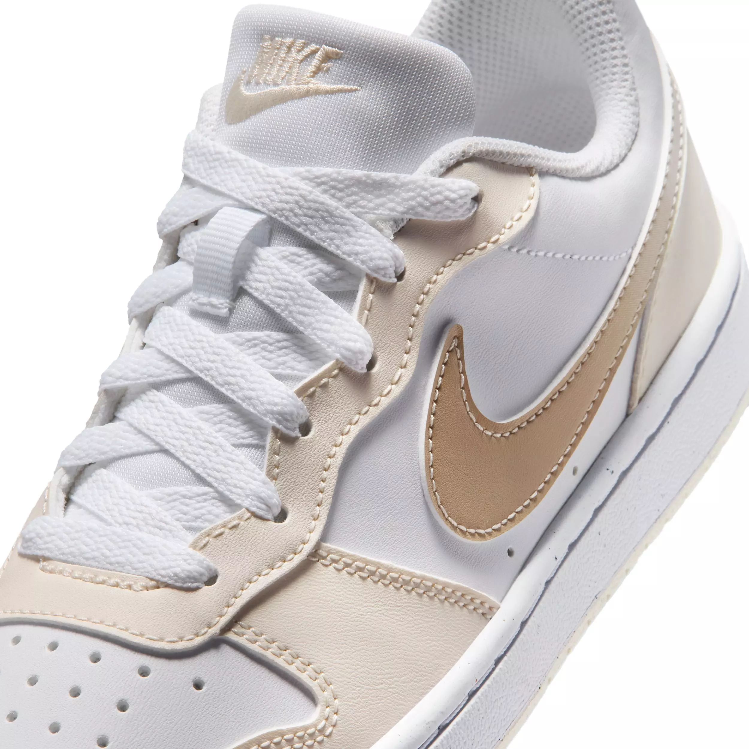 Nike Court Borough Low "White/Chalk/White/Shimmer" Grade School Girls' Shoe - WHITE/CHALK/WHITE/SHIMMER