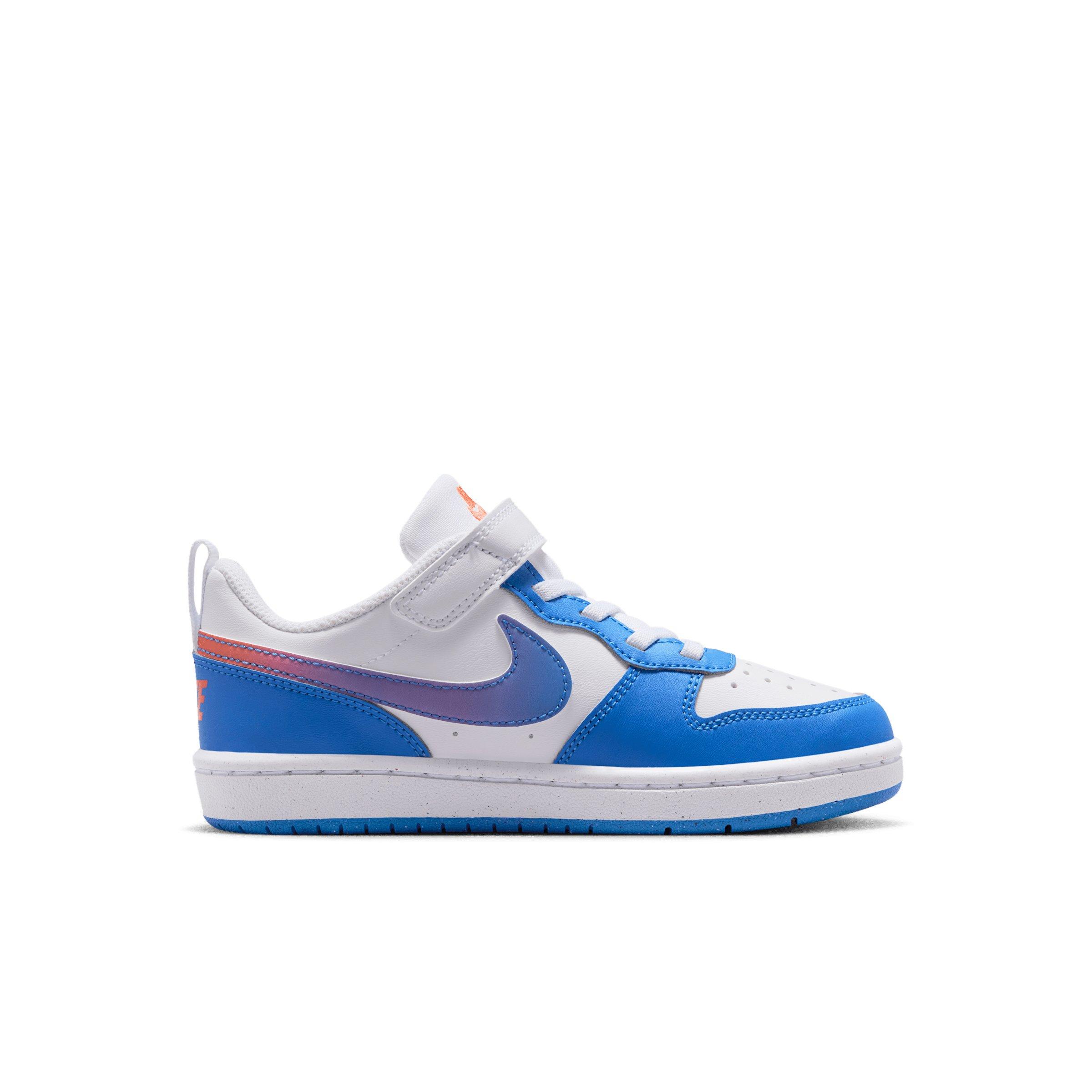 Nike Court Borough Low "White/Bright Violet/Turf Orange/Blue Crystal" Preschool Boys' Shoe - WHITE/VIOLET/ORANGE/BLUE Thumbnail View 1
