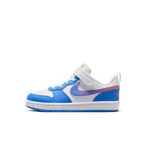 Nike Court Borough Low "White/Bright Violet/Turf Orange/Blue Crystal" Preschool Boys' Shoe