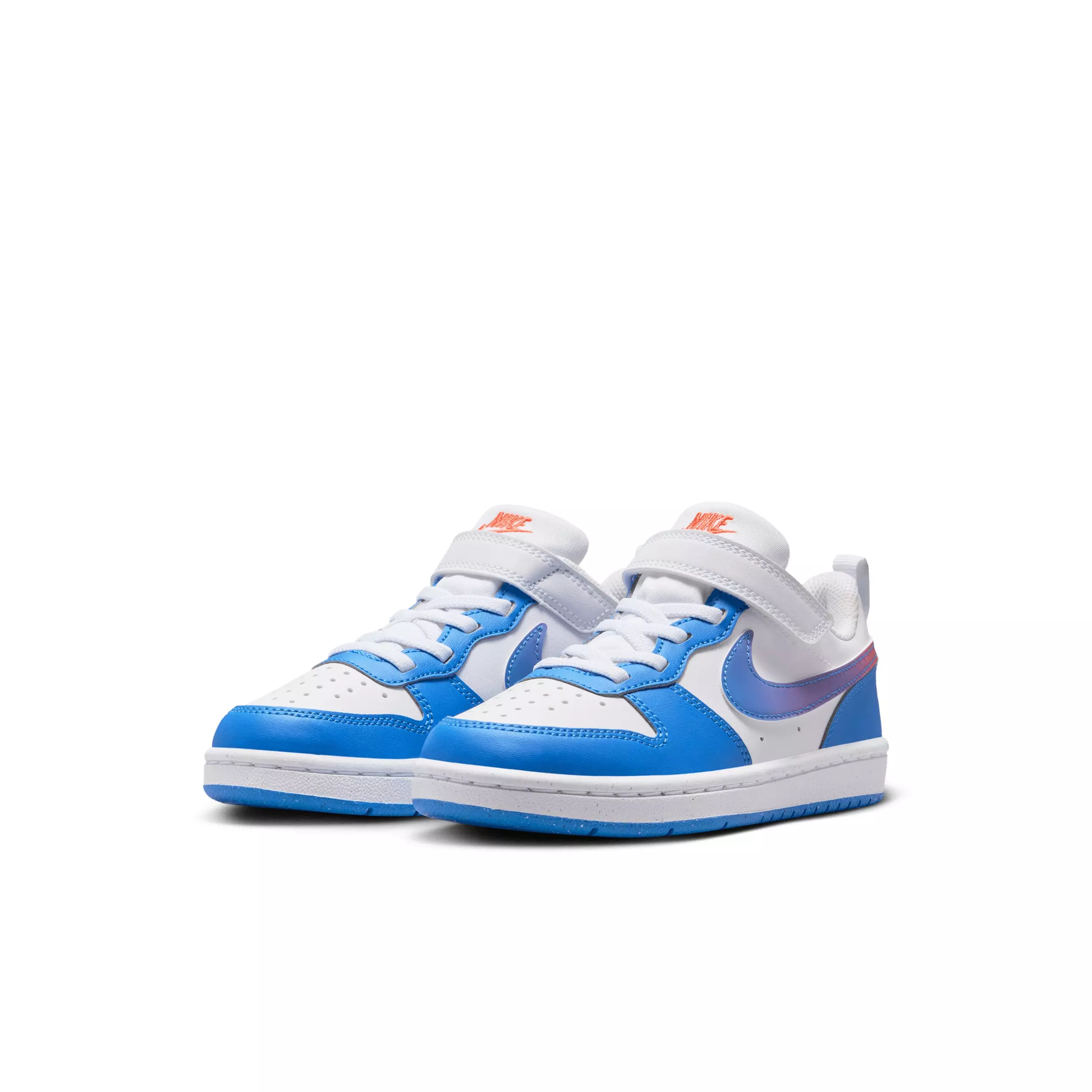 Nike Court Borough Low "White/Bright Violet/Turf Orange/Blue Crystal" Preschool Boys' Shoe - WHITE/VIOLET/ORANGE/BLUE