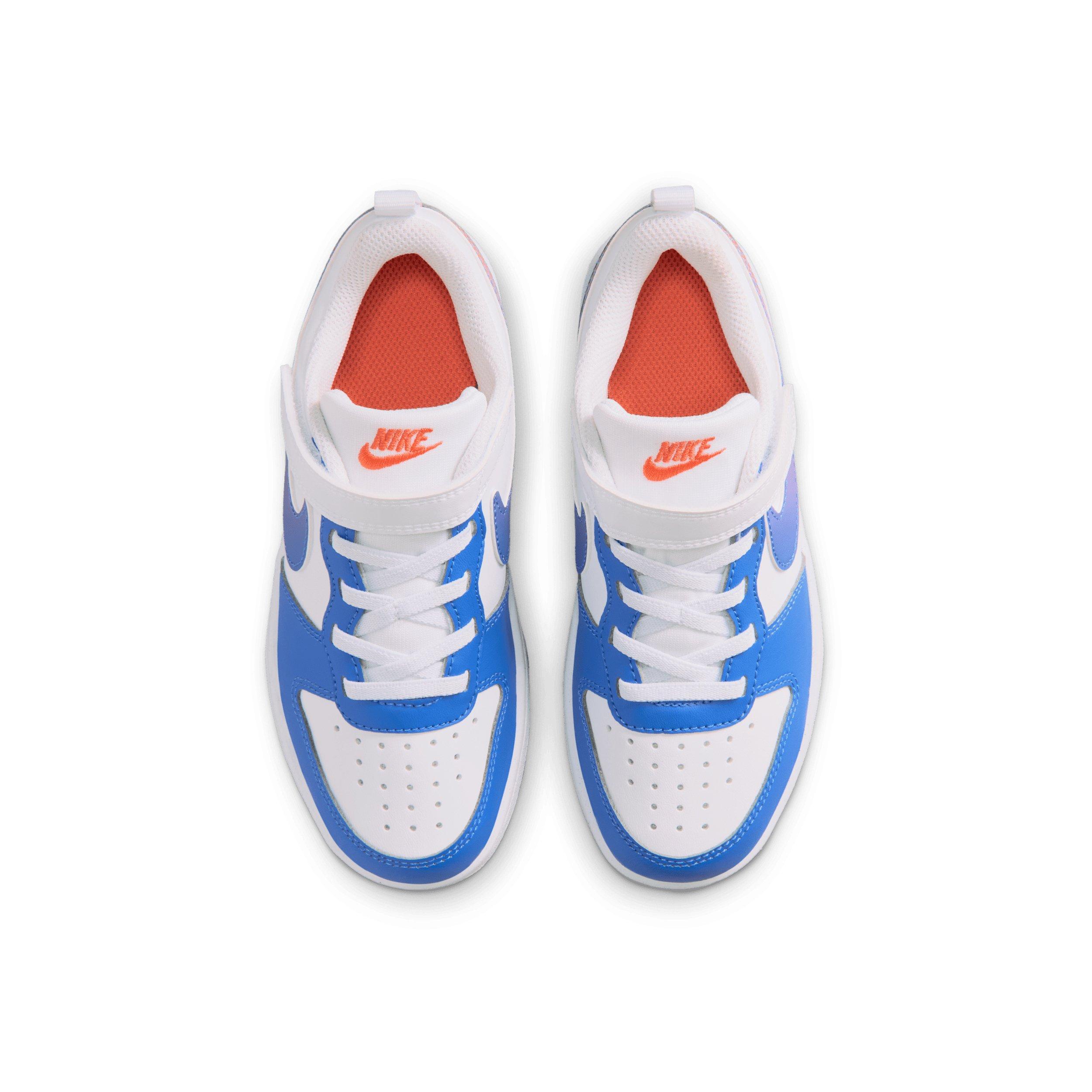 Nike Court Borough Low "White/Bright Violet/Turf Orange/Blue Crystal" Preschool Boys' Shoe - WHITE/VIOLET/ORANGE/BLUE Thumbnail View 4