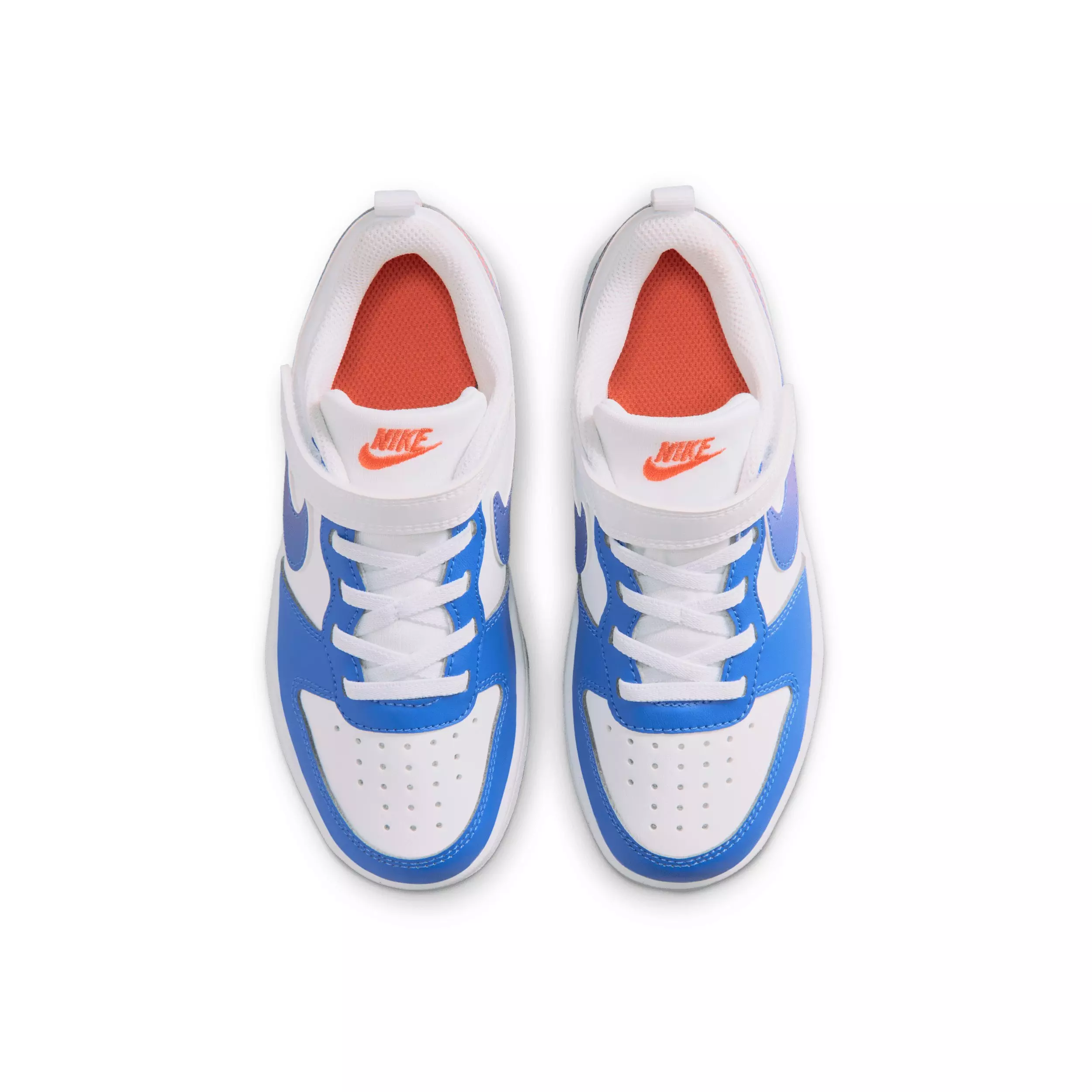 Nike Court Borough Low "White/Bright Violet/Turf Orange/Blue Crystal" Preschool Boys' Shoe - WHITE/VIOLET/ORANGE/BLUE