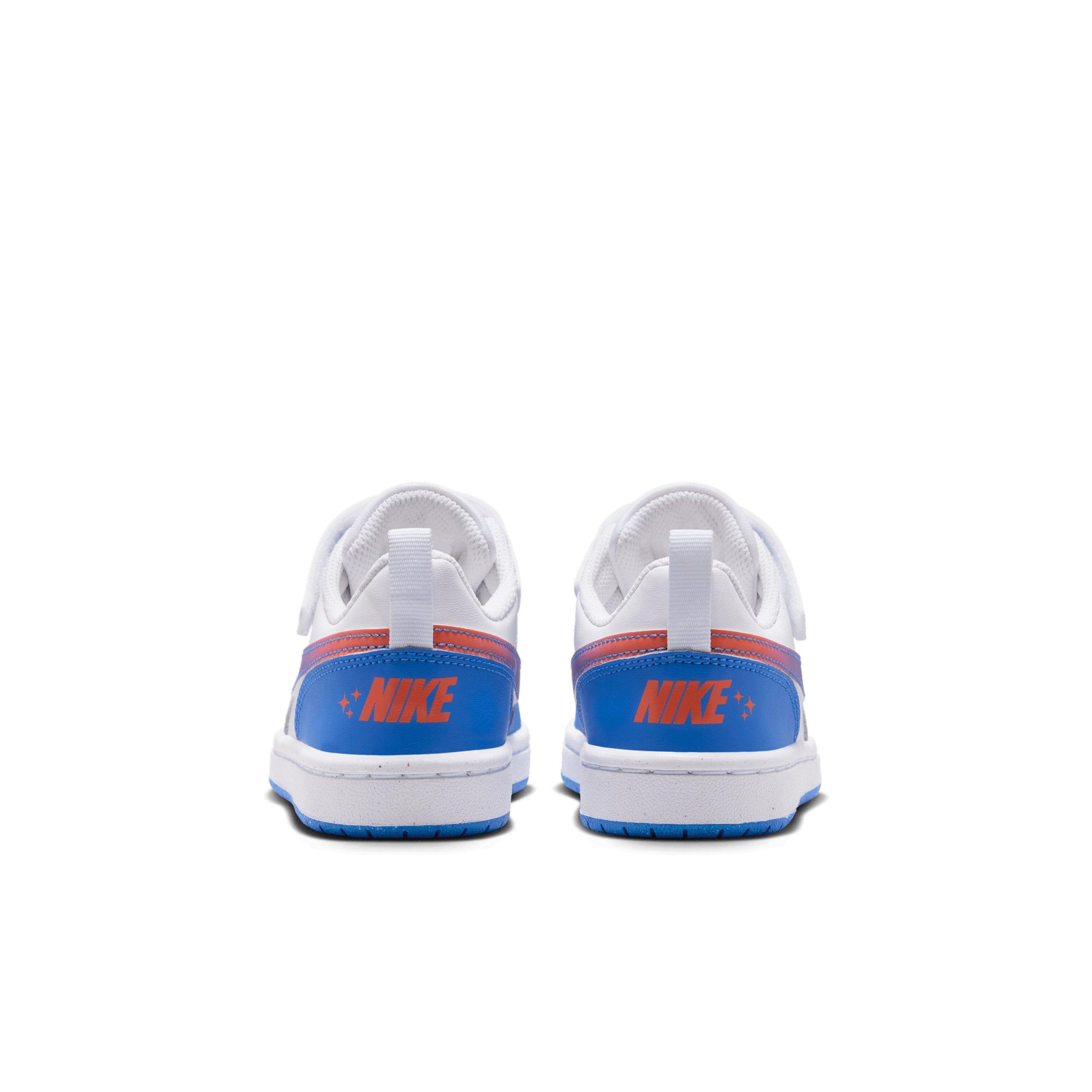 Nike Court Borough Low "White/Bright Violet/Turf Orange/Blue Crystal" Preschool Boys' Shoe - WHITE/VIOLET/ORANGE/BLUE Thumbnail View 5