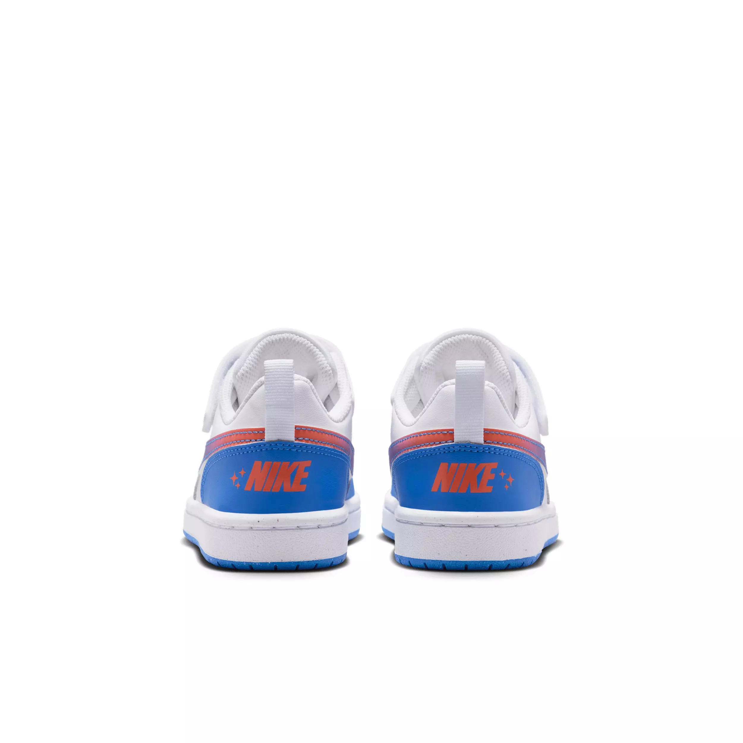Nike Court Borough Low "White/Bright Violet/Turf Orange/Blue Crystal" Preschool Boys' Shoe - WHITE/VIOLET/ORANGE/BLUE