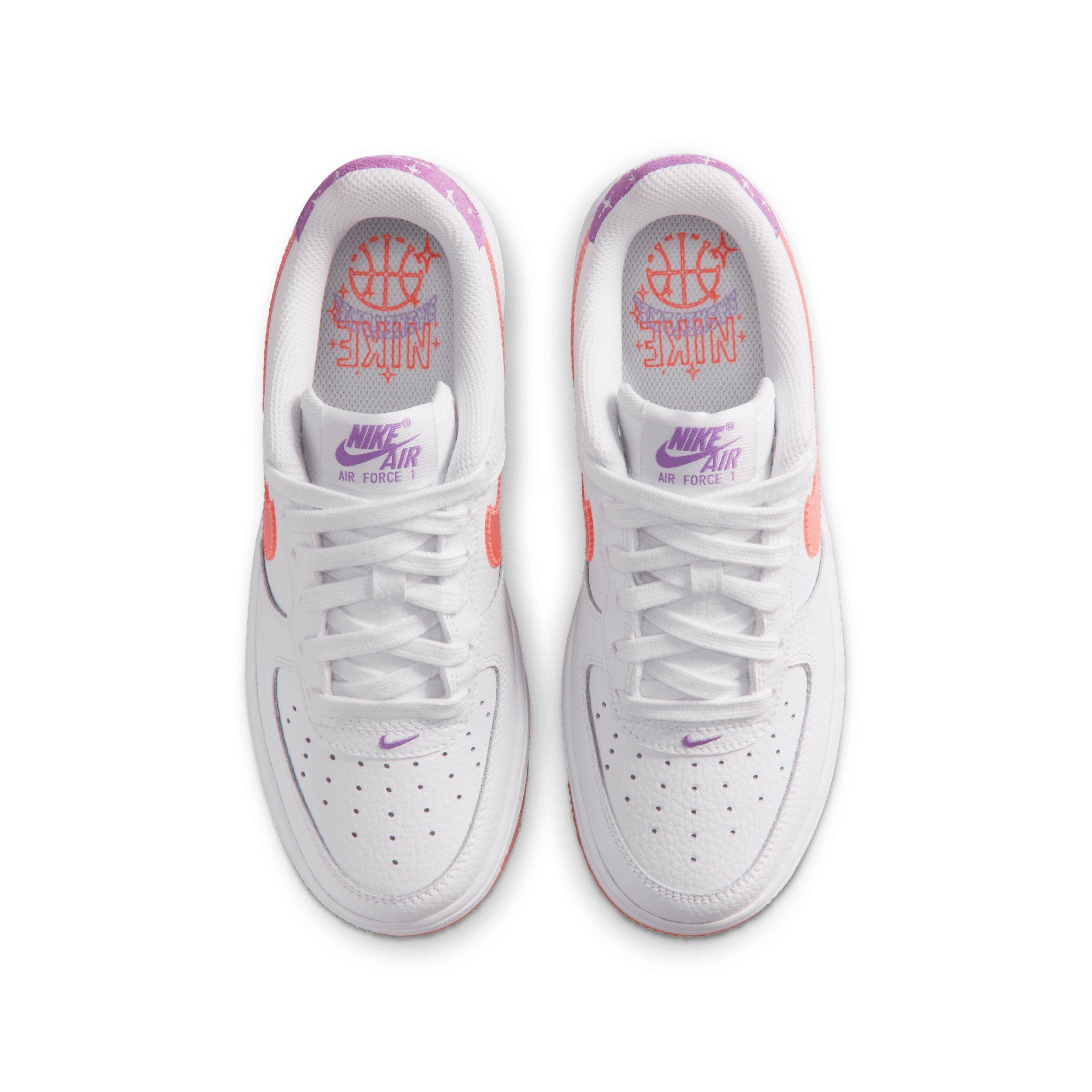 Nike Air Force 1 "White/Turf Orange/Bright Violet" Grade School Girls' Shoe - WHITE/ORANGE/VIOLET Thumbnail View 4