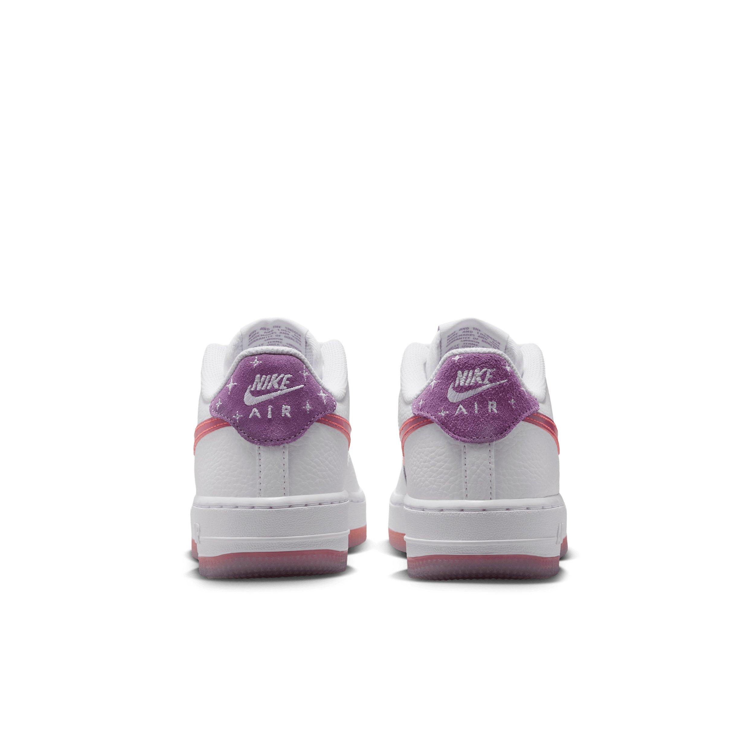 Nike Air Force 1 "White/Turf Orange/Bright Violet" Grade School Girls' Shoe - WHITE/ORANGE/VIOLET Thumbnail View 5