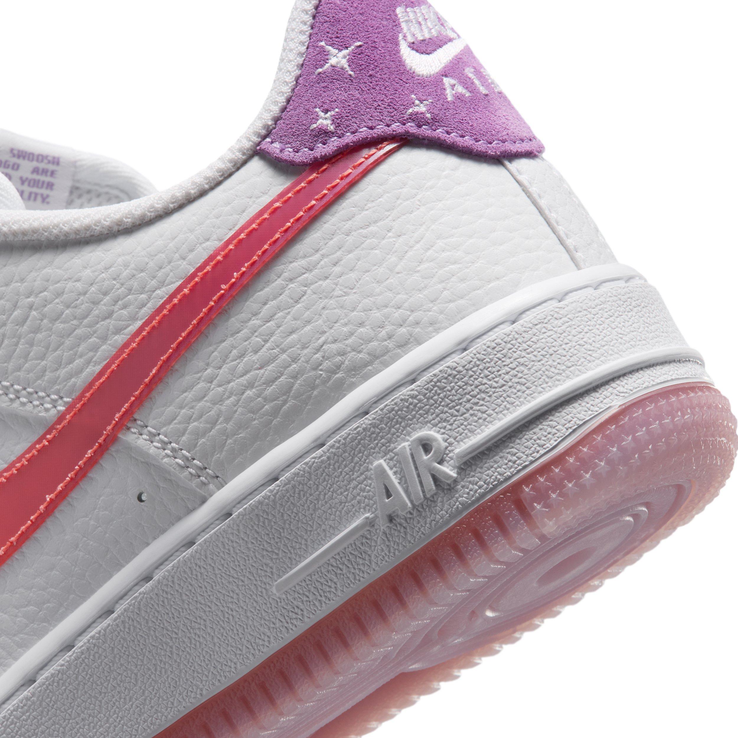 Nike Air Force 1 "White/Turf Orange/Bright Violet" Grade School Girls' Shoe - WHITE/ORANGE/VIOLET Thumbnail View 8