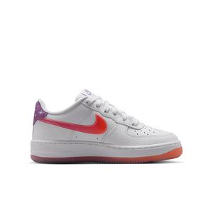 Nike Air Force 1 "White/Turf Orange/Bright Violet" Grade School Girls' Shoe