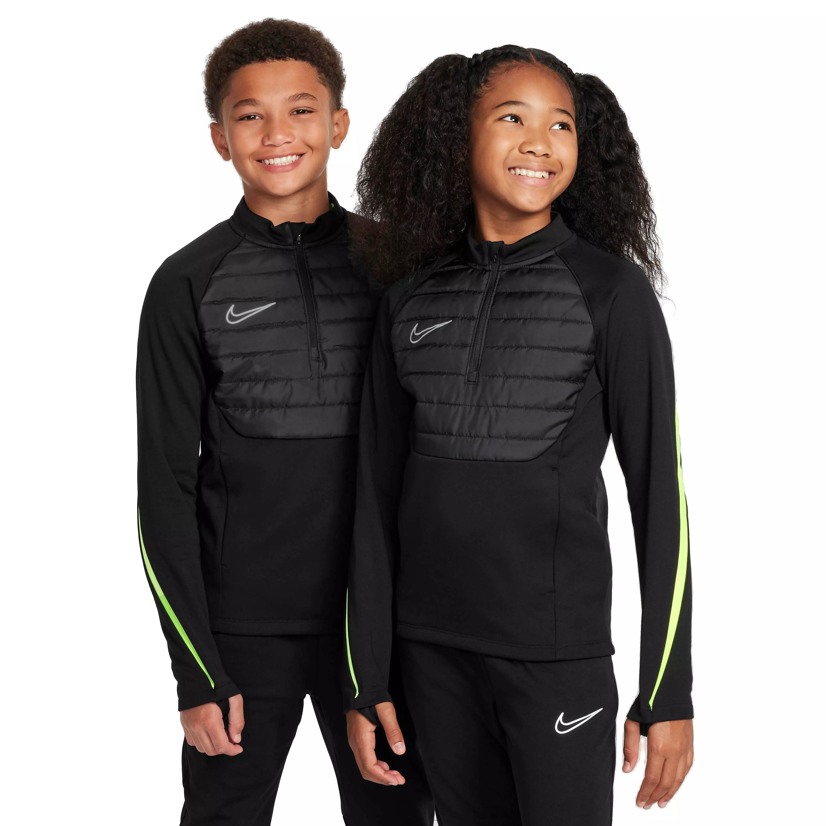 Nike Big Kids' Therma-FIT Academy Soccer Drill Top - BLACK/GREEN