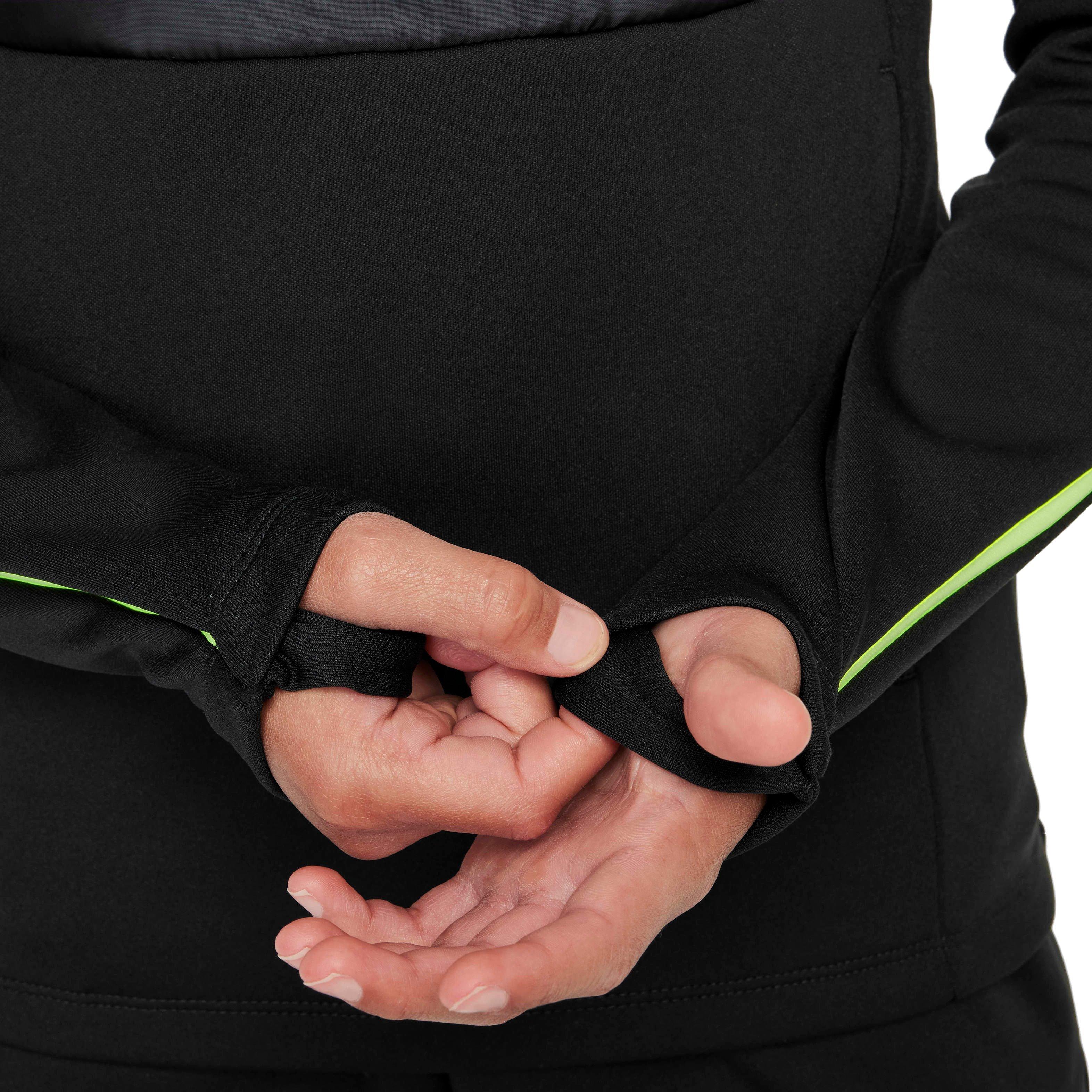 Nike Big Kids' Therma-FIT Academy Soccer Drill Top - BLACK/GREEN Thumbnail View 5