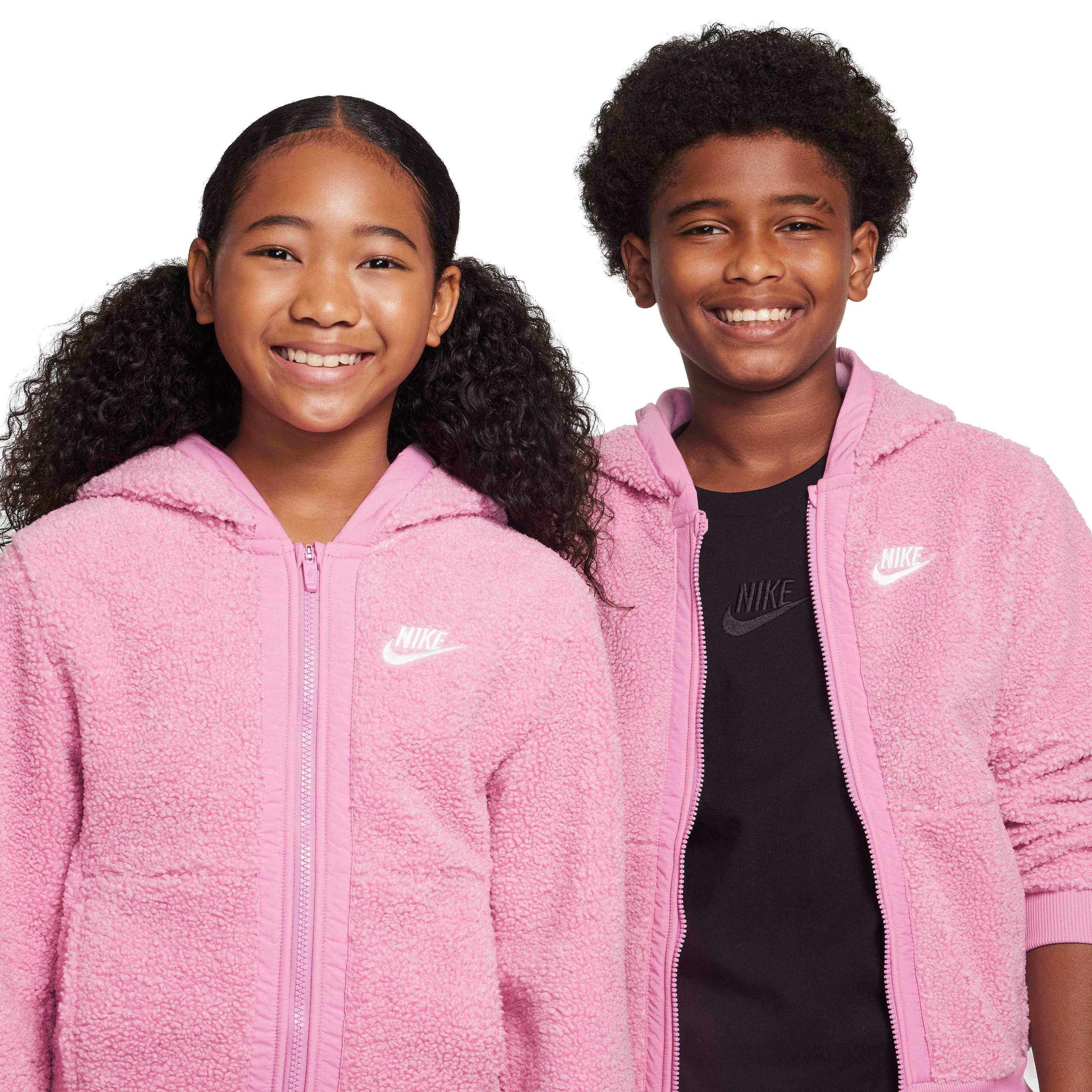 Nike Big Kids' Sportwear Club Fleece Full-Zip Winterized Jacket - PINK/WHITE Thumbnail View 3