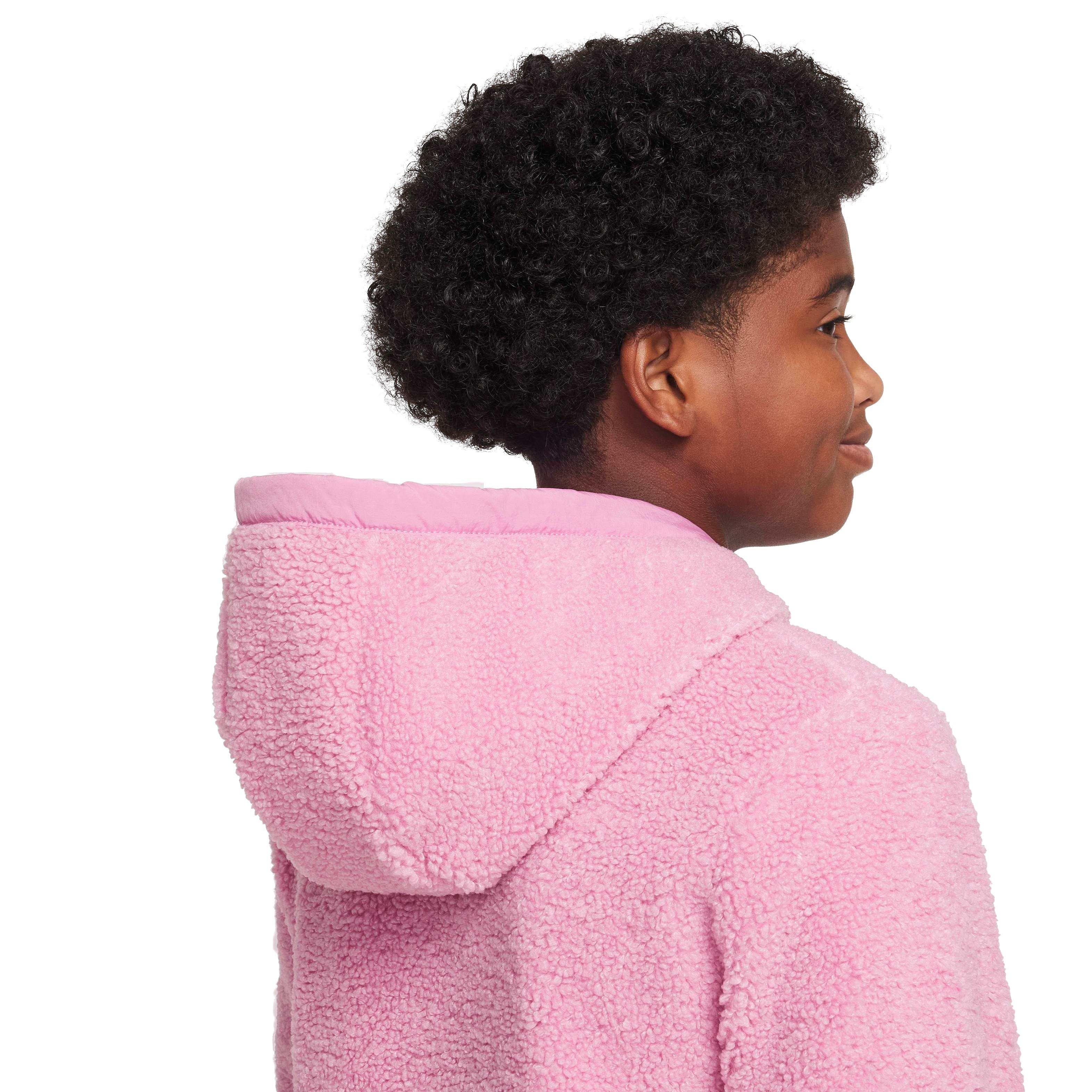 Nike Big Kids' Sportwear Club Fleece Full-Zip Winterized Jacket - PINK/WHITE Thumbnail View 6