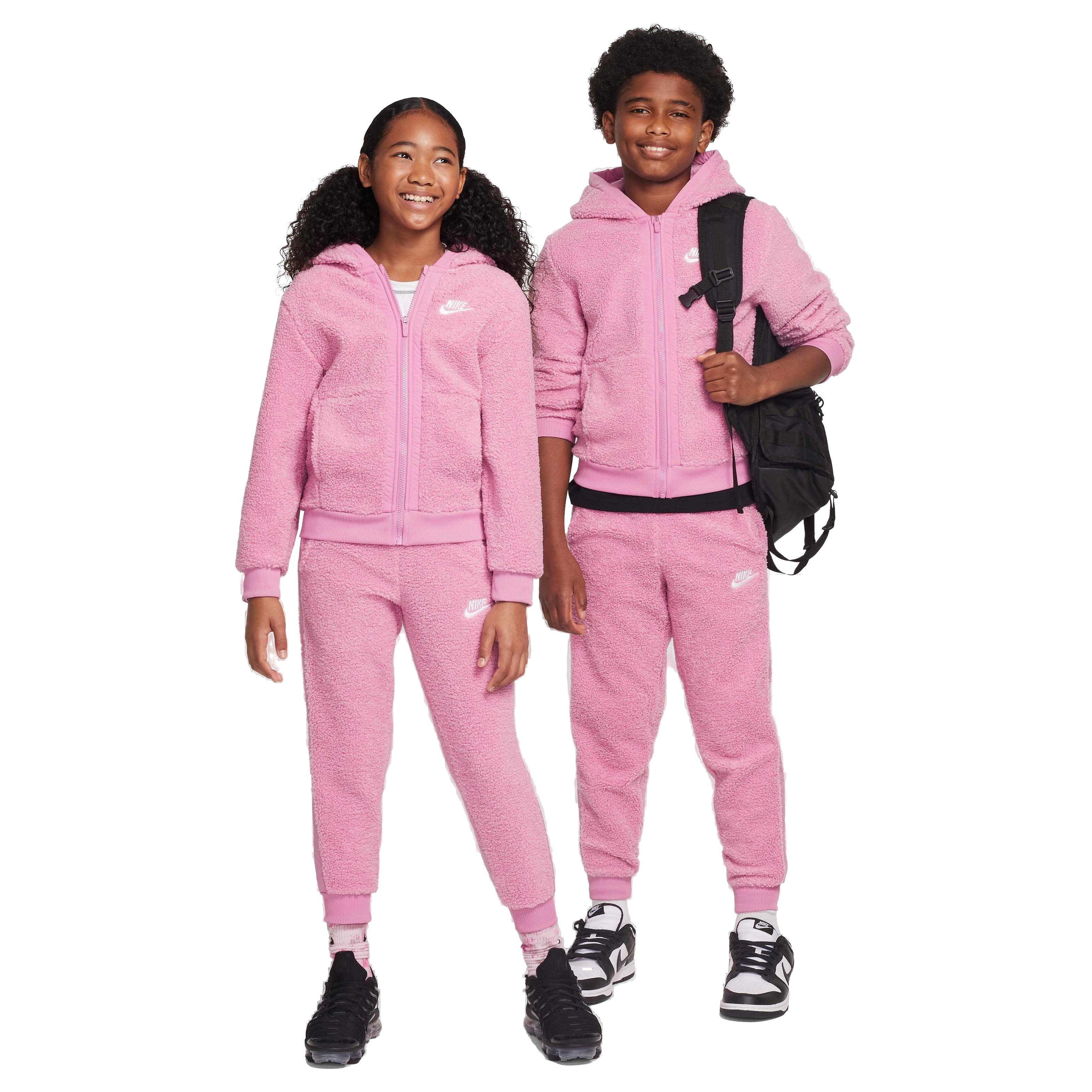 Nike Big Kids' Sportwear Club Fleece Full-Zip Winterized Jacket - PINK/WHITE Thumbnail View 7