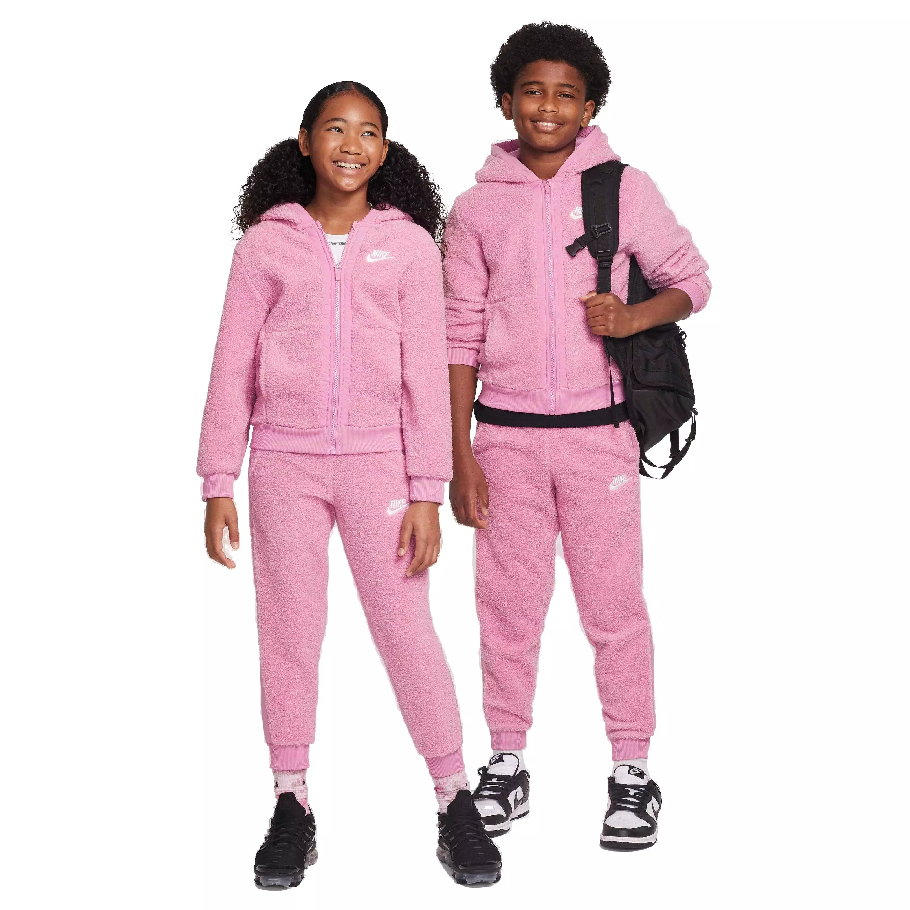 Nike Big Kids' Sportwear Club Fleece Full-Zip Winterized Jacket - PINK/WHITE