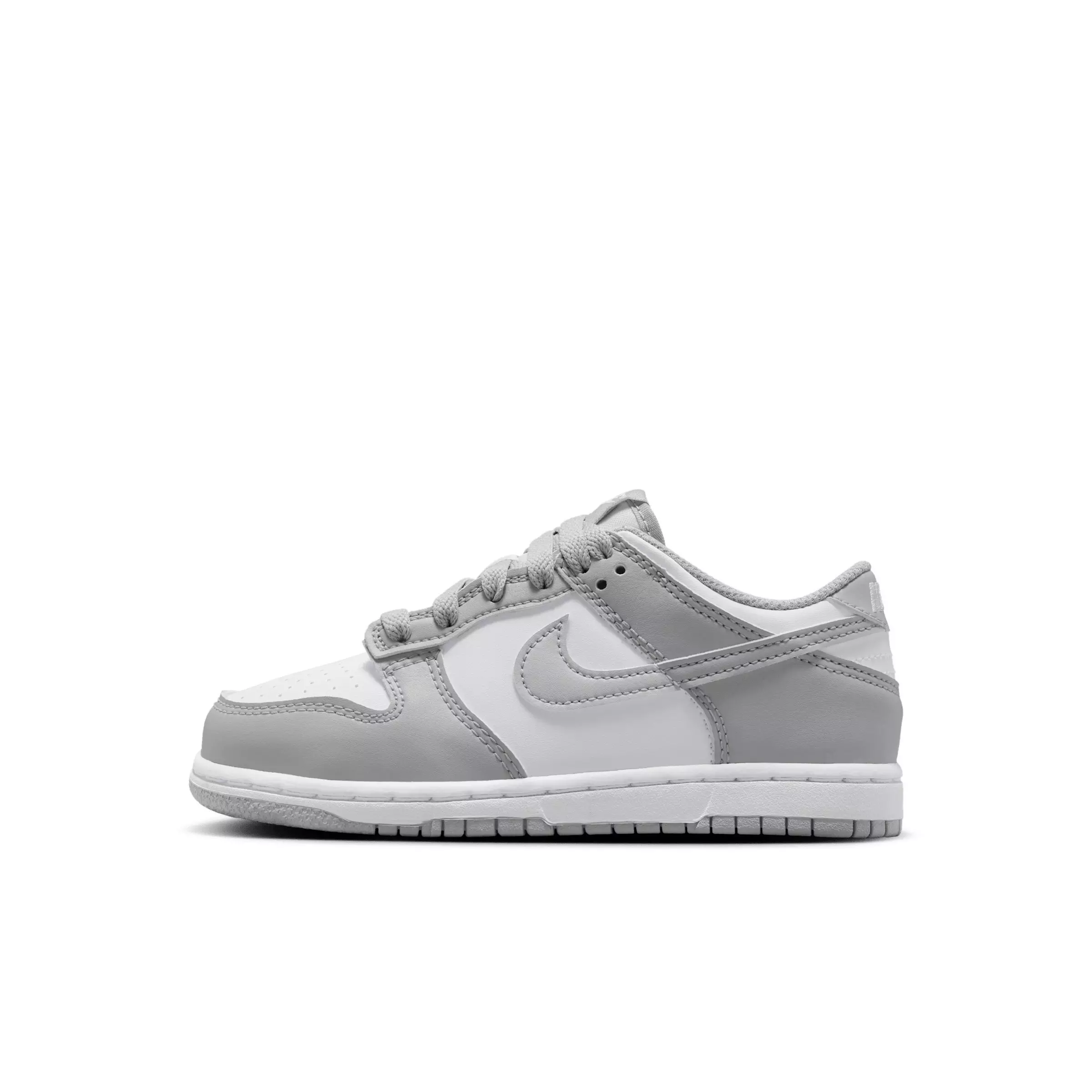 Nike Dunk Low "White/White/Light Smoke Grey" Preschool Boys' Shoe - WHITE/WHITE/LT GREY