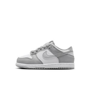 Nike Dunk Low "White/White/Light Smoke Grey" Preschool Boys' Shoe