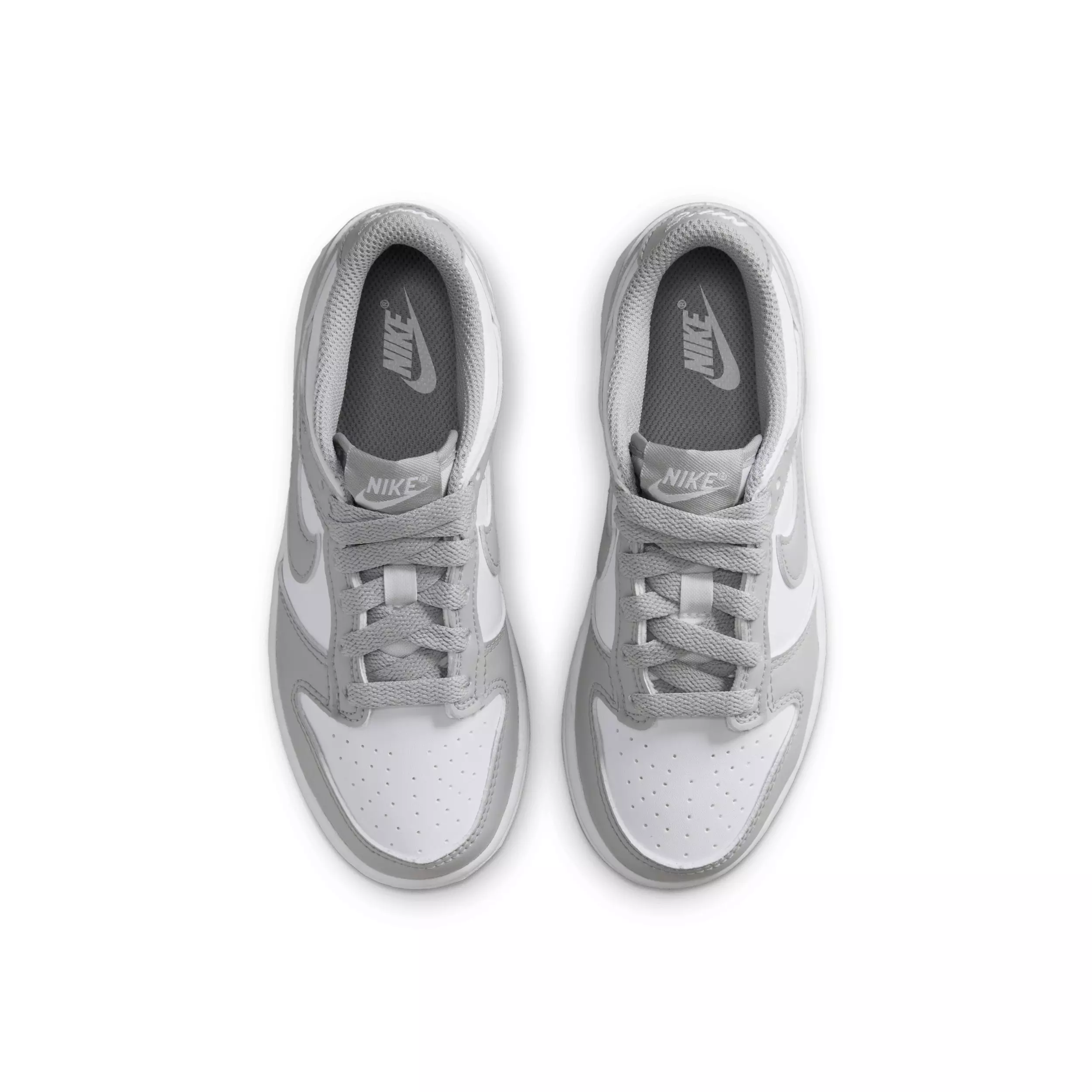 Nike Dunk Low "White/White/Light Smoke Grey" Preschool Boys' Shoe - WHITE/WHITE/LT GREY