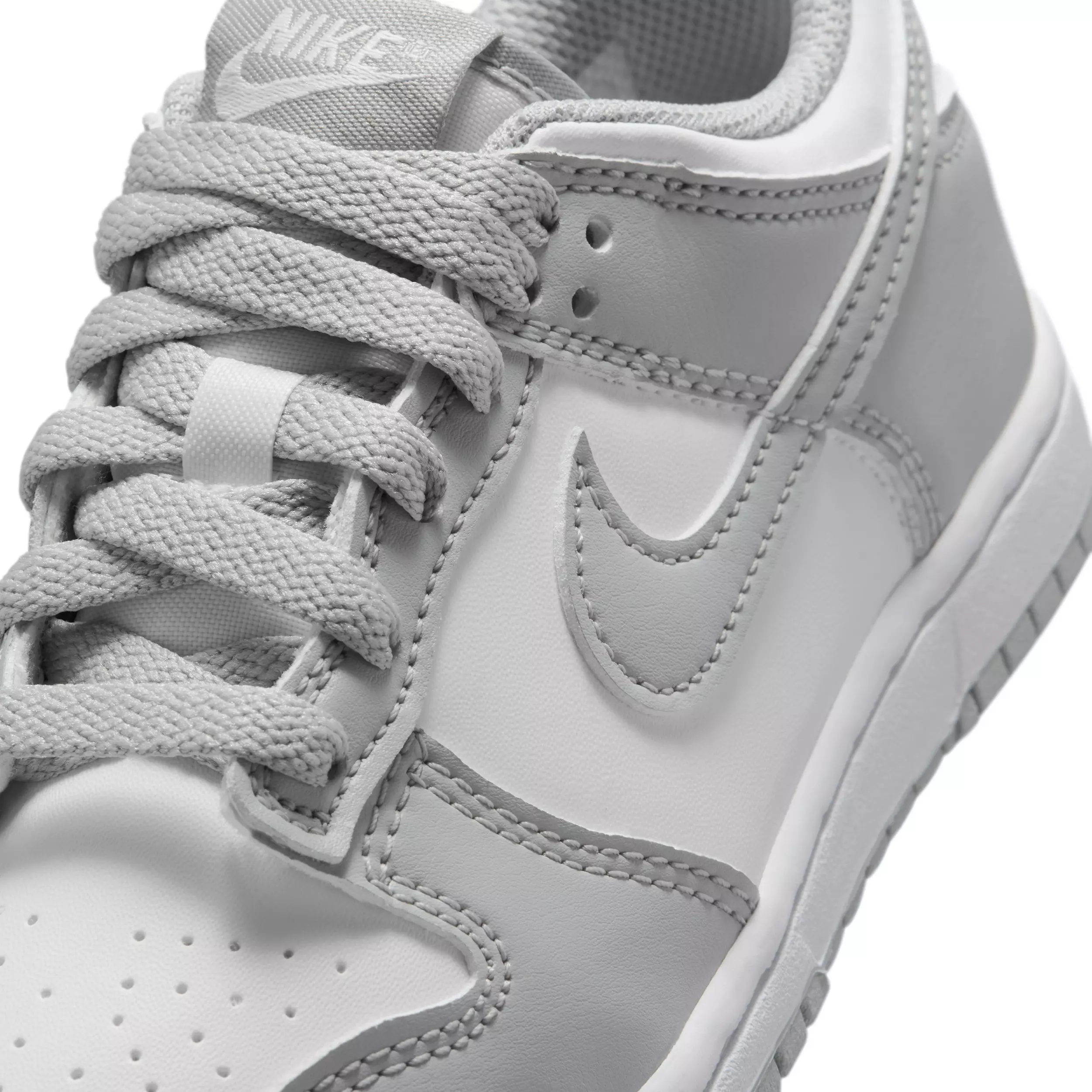Nike Dunk Low "White/White/Light Smoke Grey" Preschool Boys' Shoe - WHITE/WHITE/LT GREY