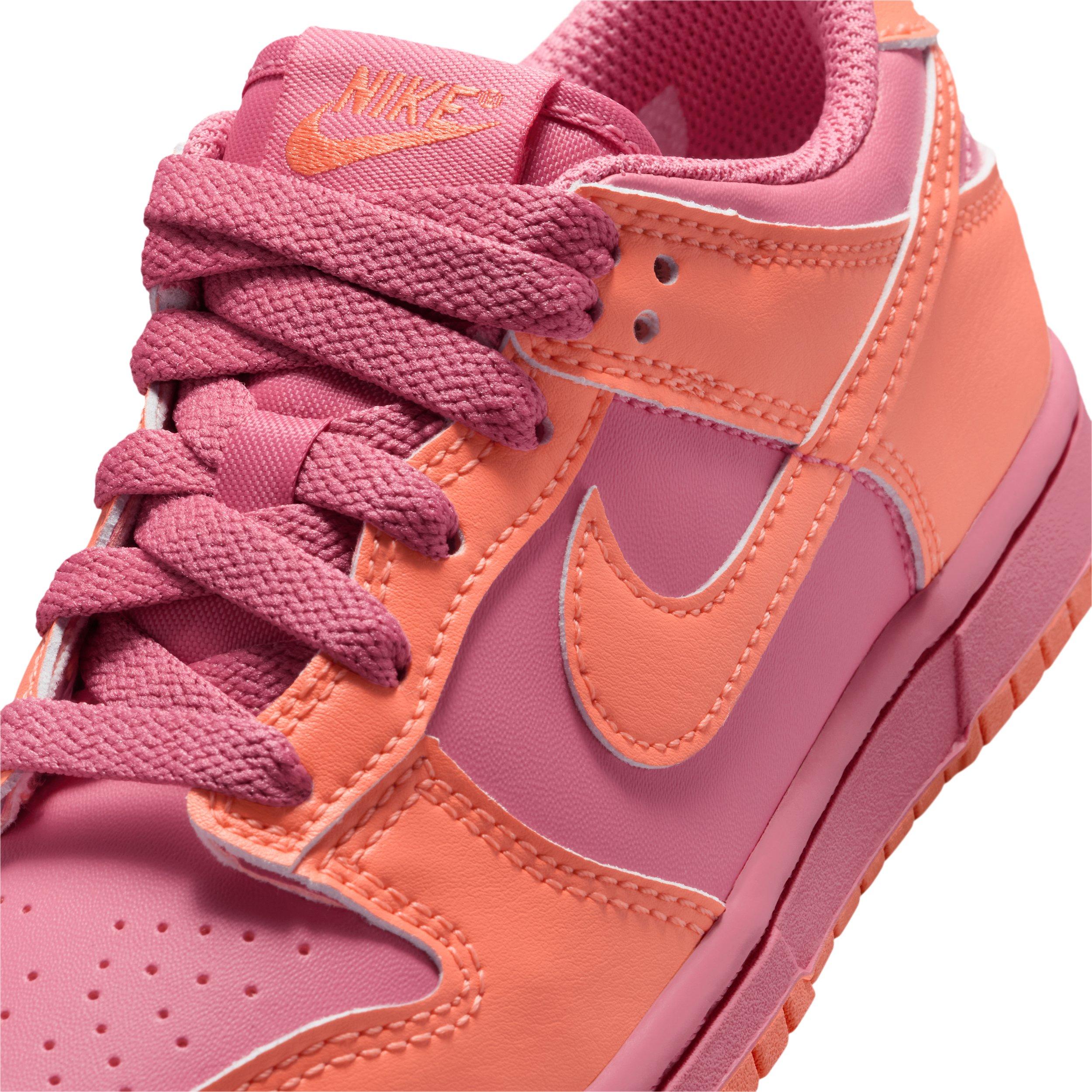 Nike Dunk Low "Peony/Orange Frost/Orange Frost" Preschool Girls' Shoe - PEONY/ORANGE/ORANGE Thumbnail View 7