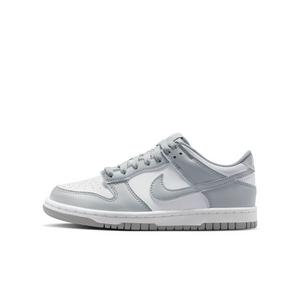 Nike Dunk Low "White/White/Light Smoke Grey" Grade School Boys' Shoe