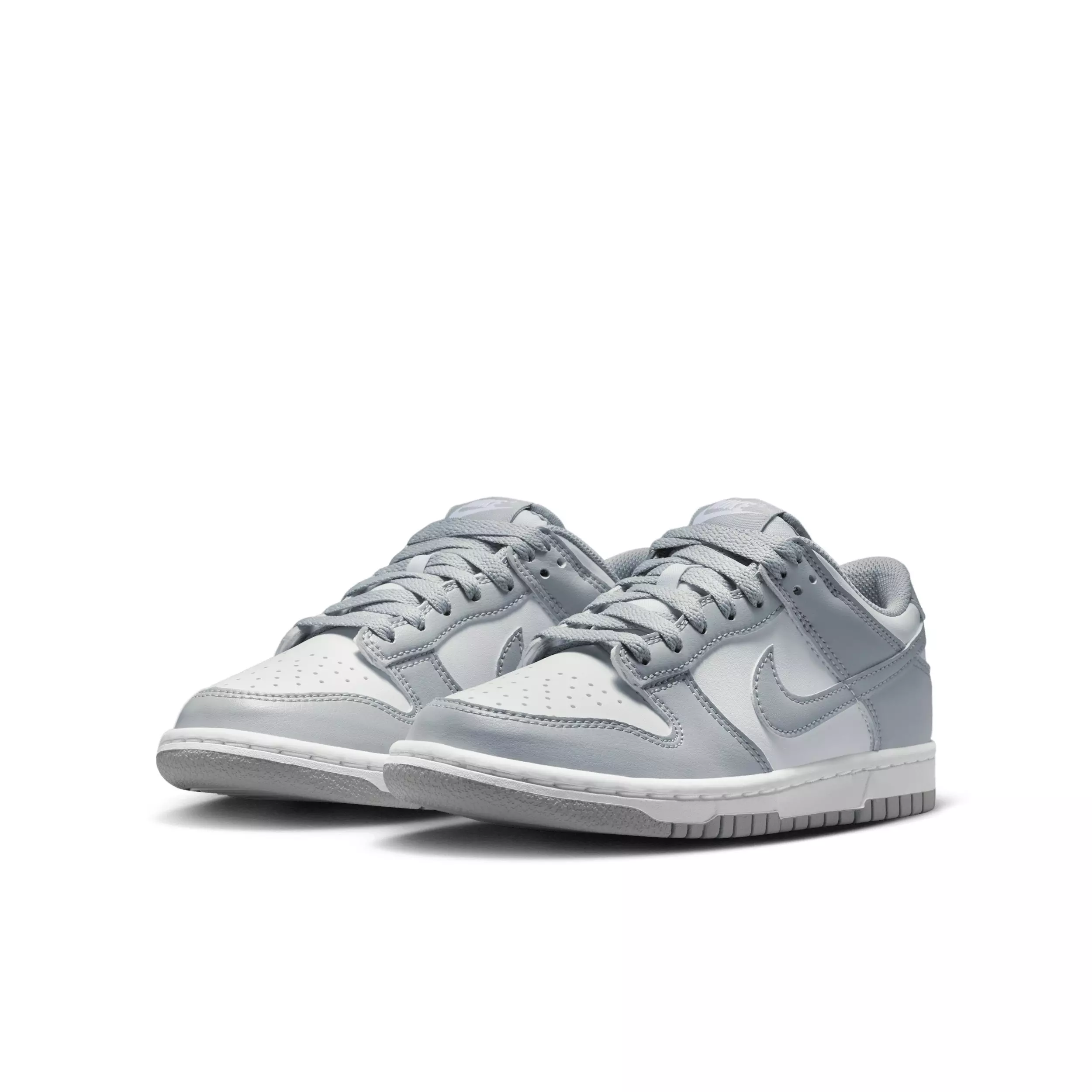 Nike Dunk Low "White/White/Light Smoke Grey" Grade School Boys' Shoe - WHITE/WHITE/LT GREY