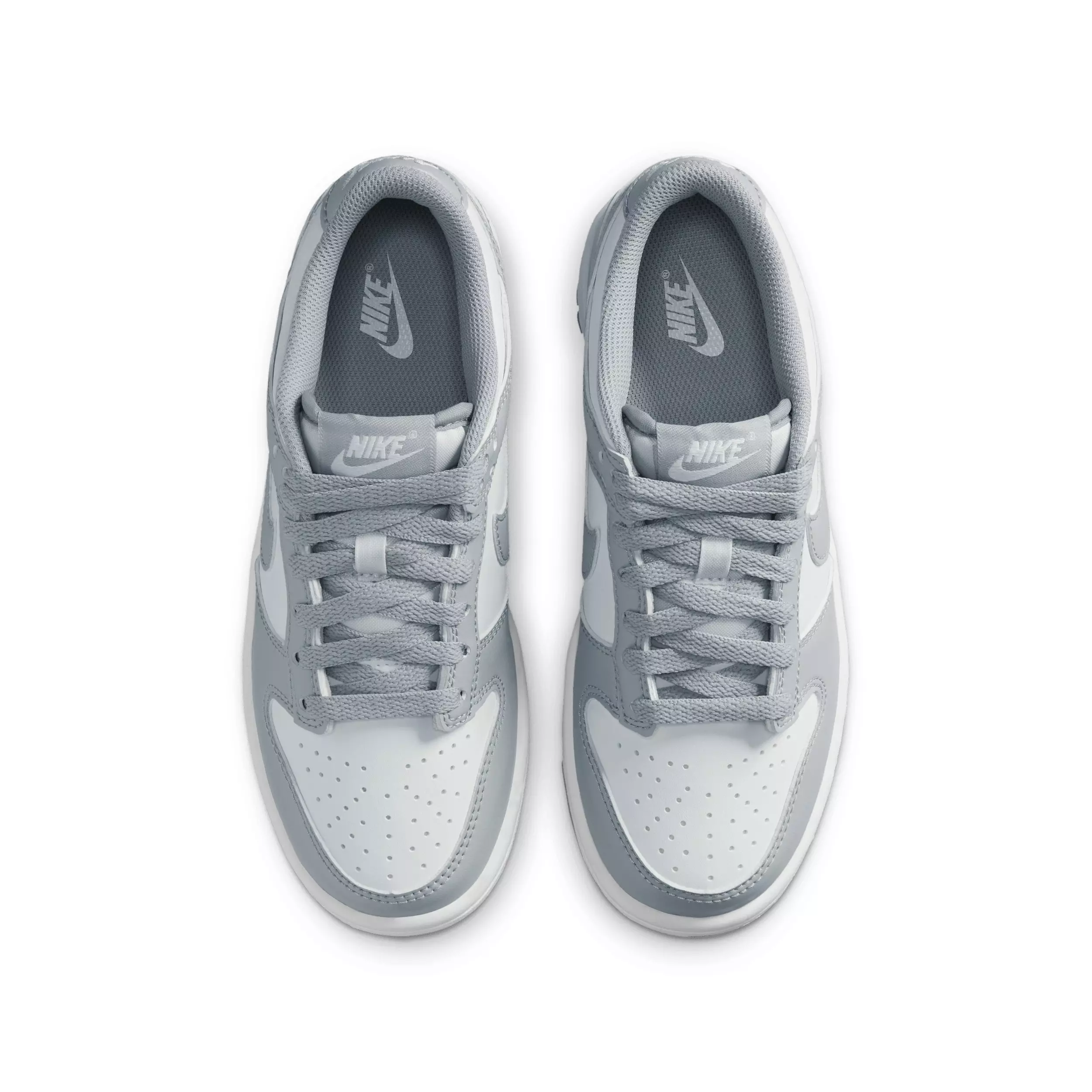 Nike Dunk Low "White/White/Light Smoke Grey" Grade School Boys' Shoe - WHITE/WHITE/LT GREY
