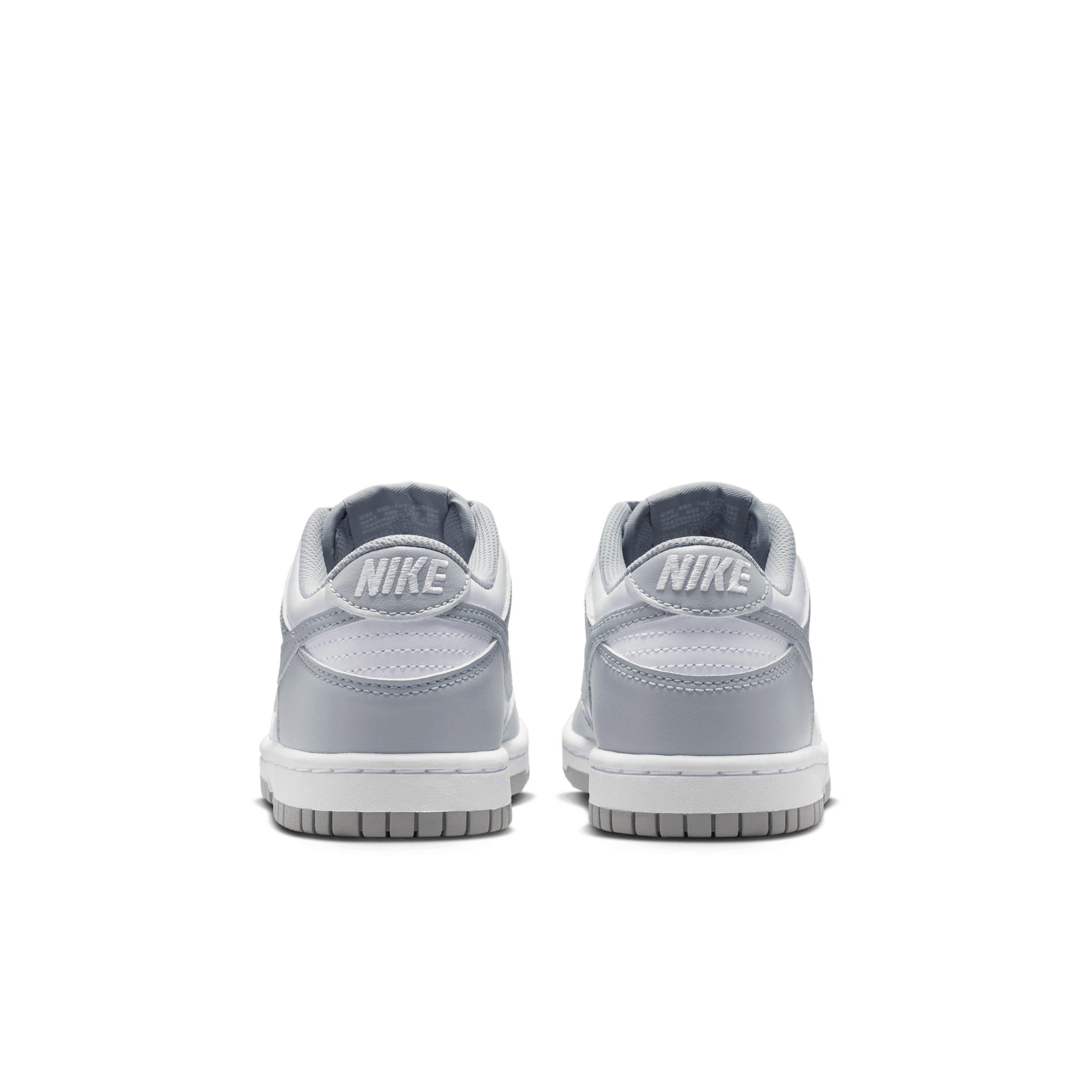 Nike Dunk Low "White/White/Light Smoke Grey" Grade School Boys' Shoe - WHITE/WHITE/LT GREY Thumbnail View 5