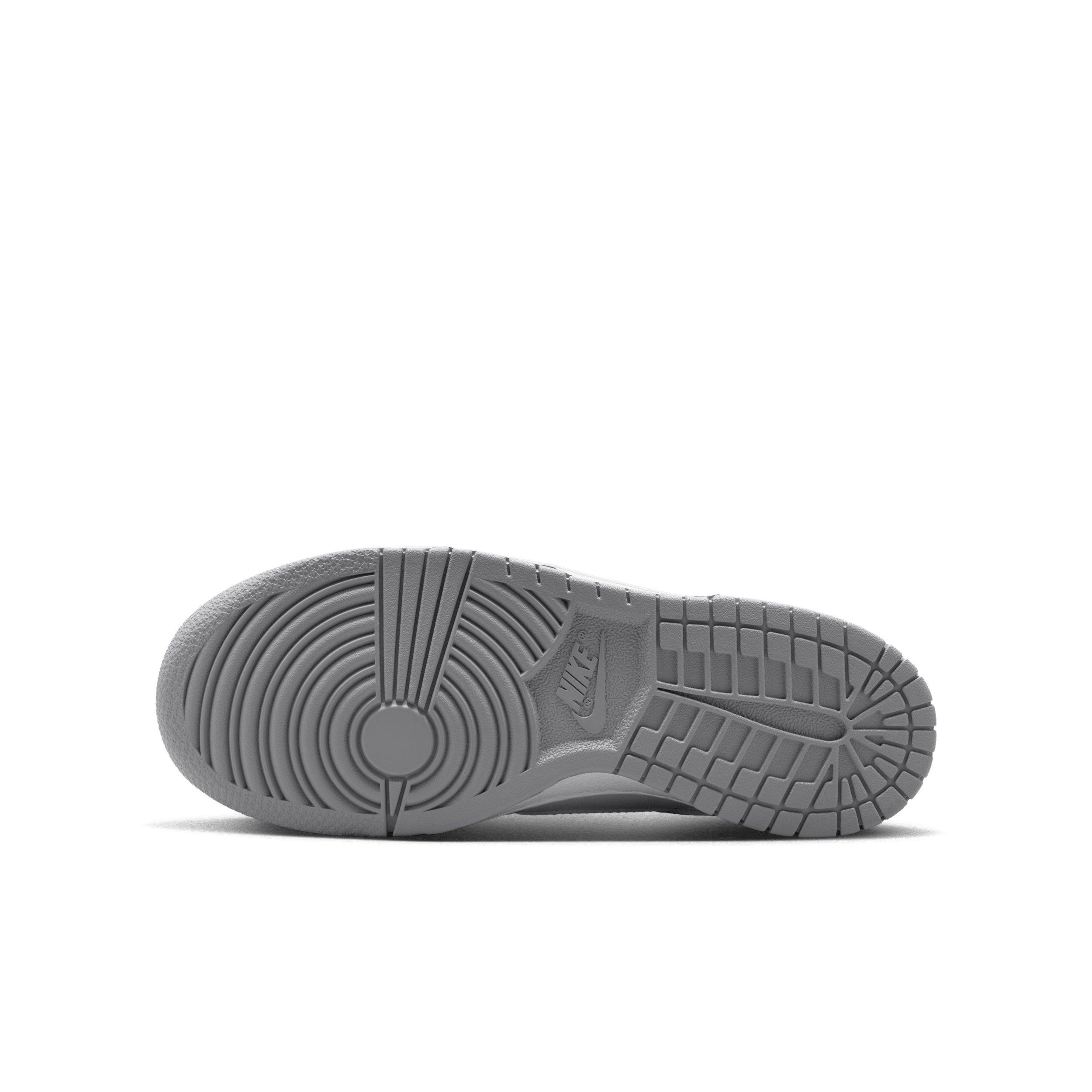 Nike Dunk Low "White/White/Light Smoke Grey" Grade School Boys' Shoe - WHITE/WHITE/LT GREY Thumbnail View 6