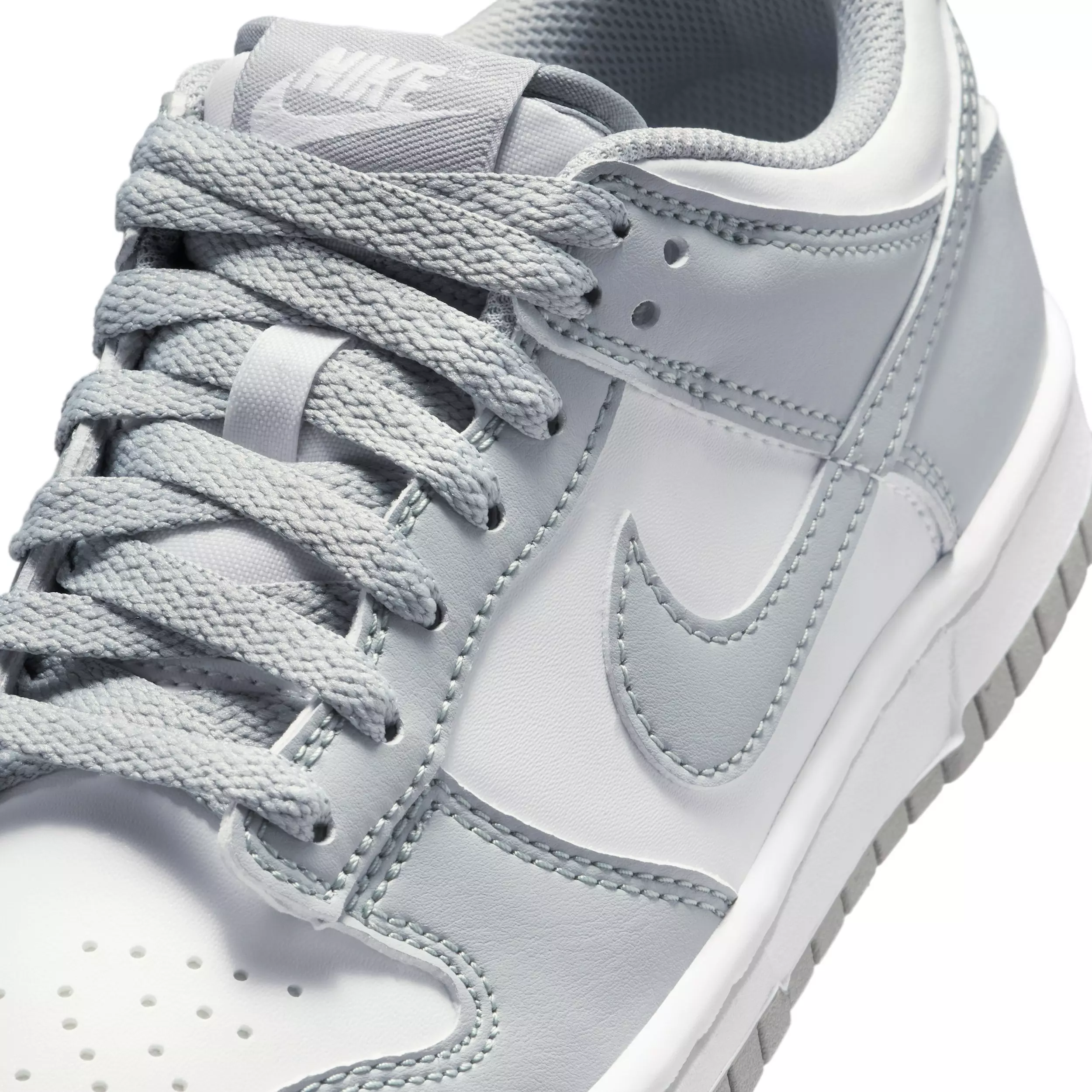 Nike Dunk Low "White/White/Light Smoke Grey" Grade School Boys' Shoe - WHITE/WHITE/LT GREY