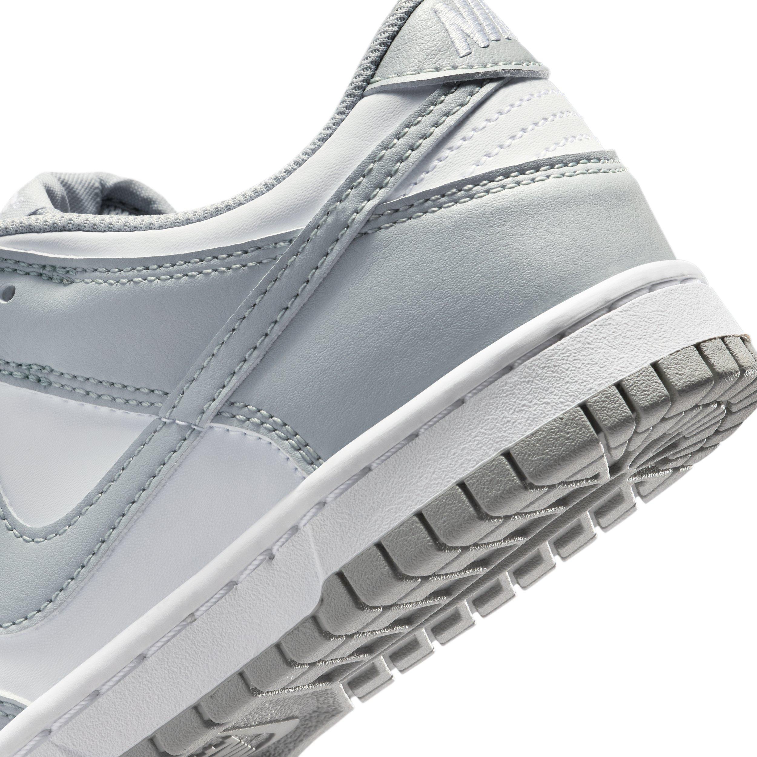 Nike Dunk Low "White/White/Light Smoke Grey" Grade School Boys' Shoe - WHITE/WHITE/LT GREY Thumbnail View 8