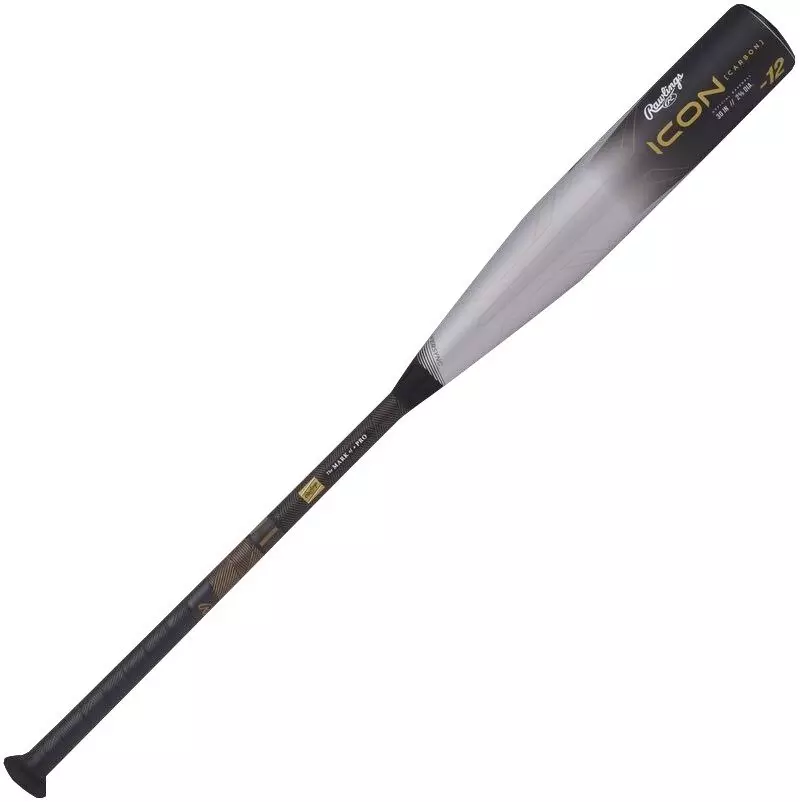 Rawlings Icon 2 5/8" USA Youth Baseball Bat (-12) 2023 - BLACK/GREY