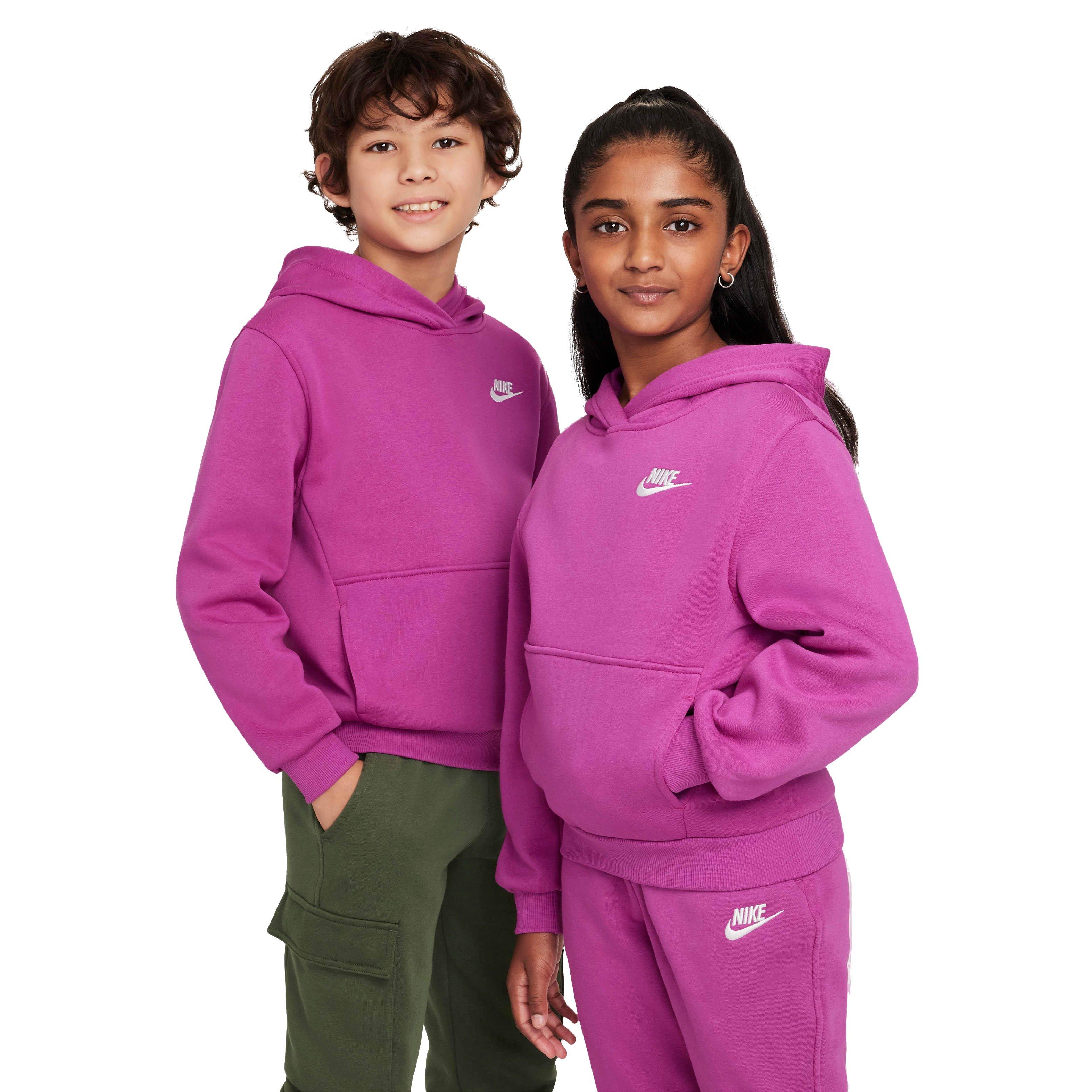 Nike Big Kids' Sportswear Club Fleece Pullover Hoodie - PINK Thumbnail View 1