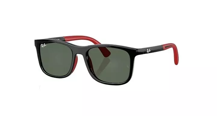 Ray-Ban Youth RB9084S Dark Green Sunglasses – Polished Black on Red - BLACK/RED