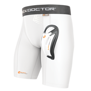 Shock Doctor Big Boys' Core Double Compression Short with Bio-Flex Cup - White - WHITE