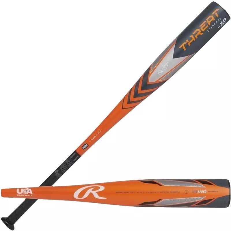 Rawlings Threat 2 5/8" USA Youth Baseball Bat (-12) 2024 - GREY/ORANGE