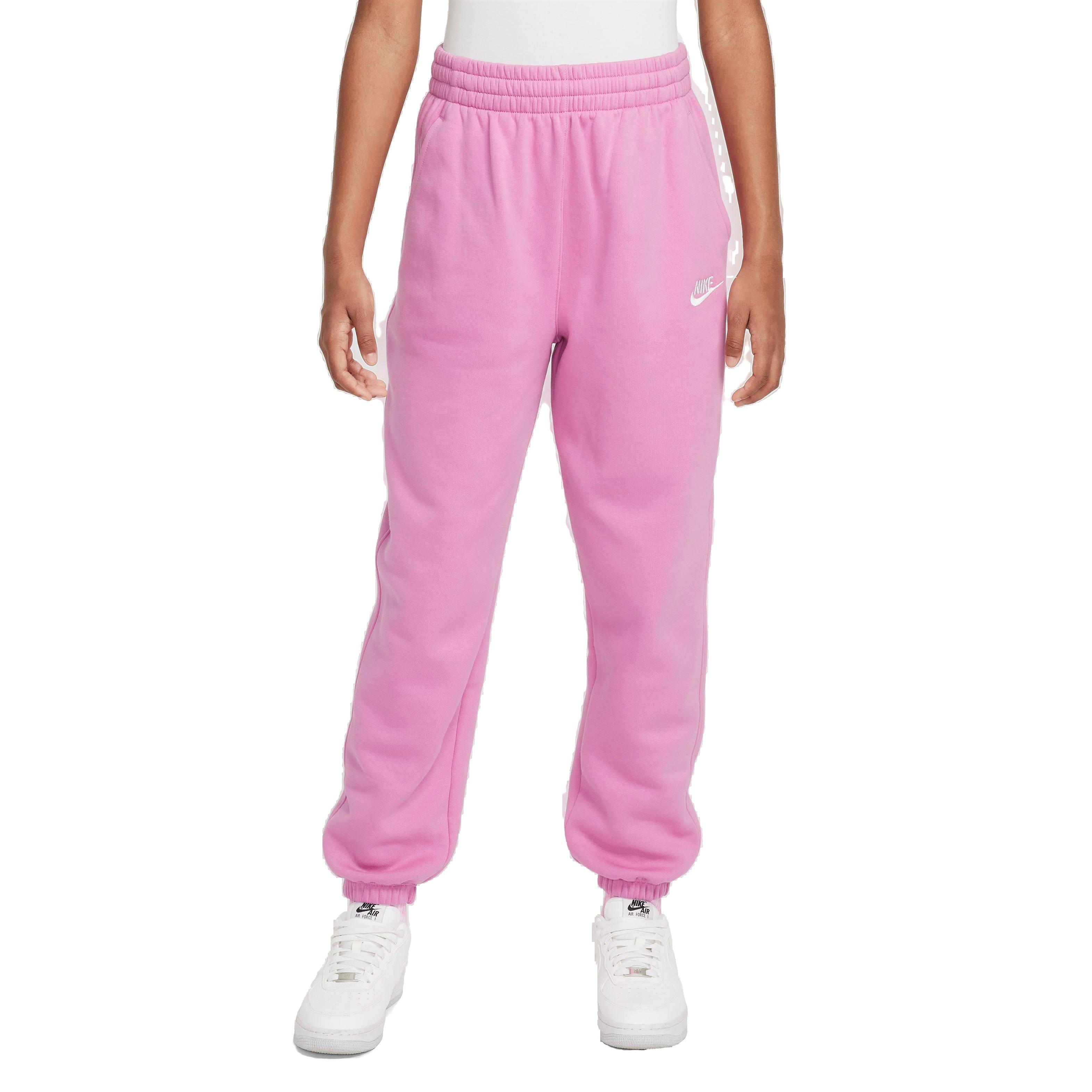 Nike Big Kids' Sportswear Club Fleece Loose Pants - PINK/WHITE Thumbnail View 1