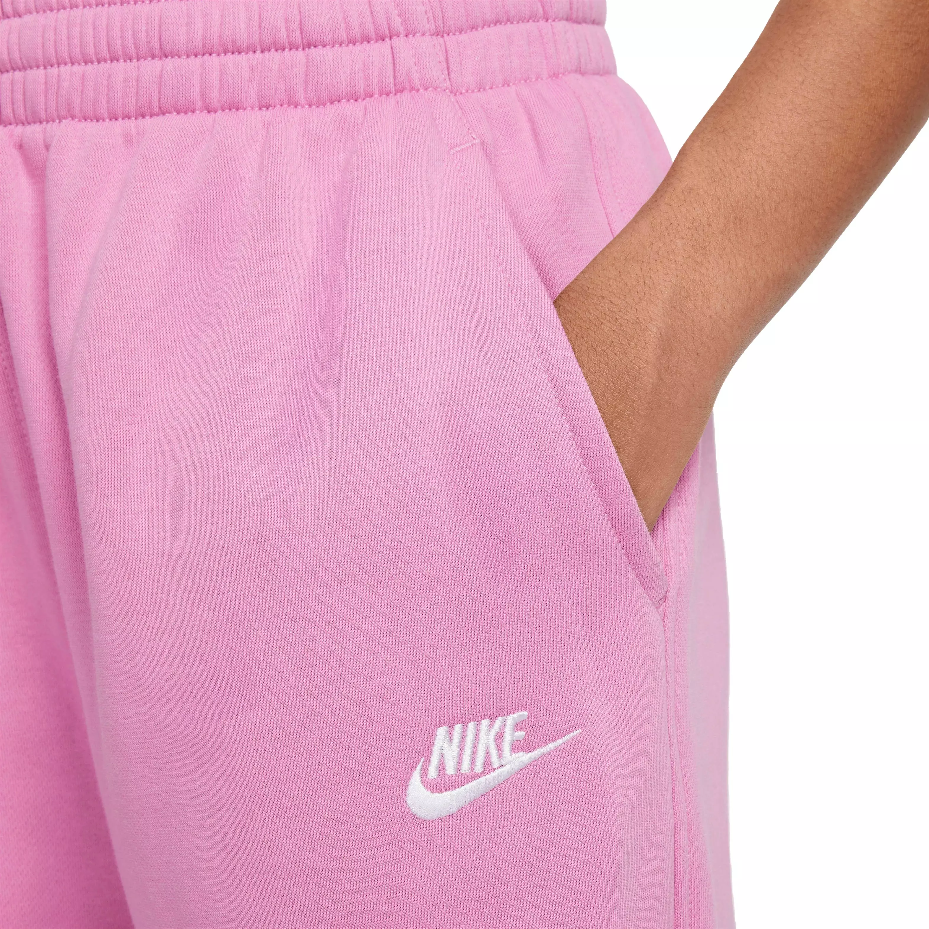 Nike Big Kids' Sportswear Club Fleece Loose Pants - PINK/WHITE